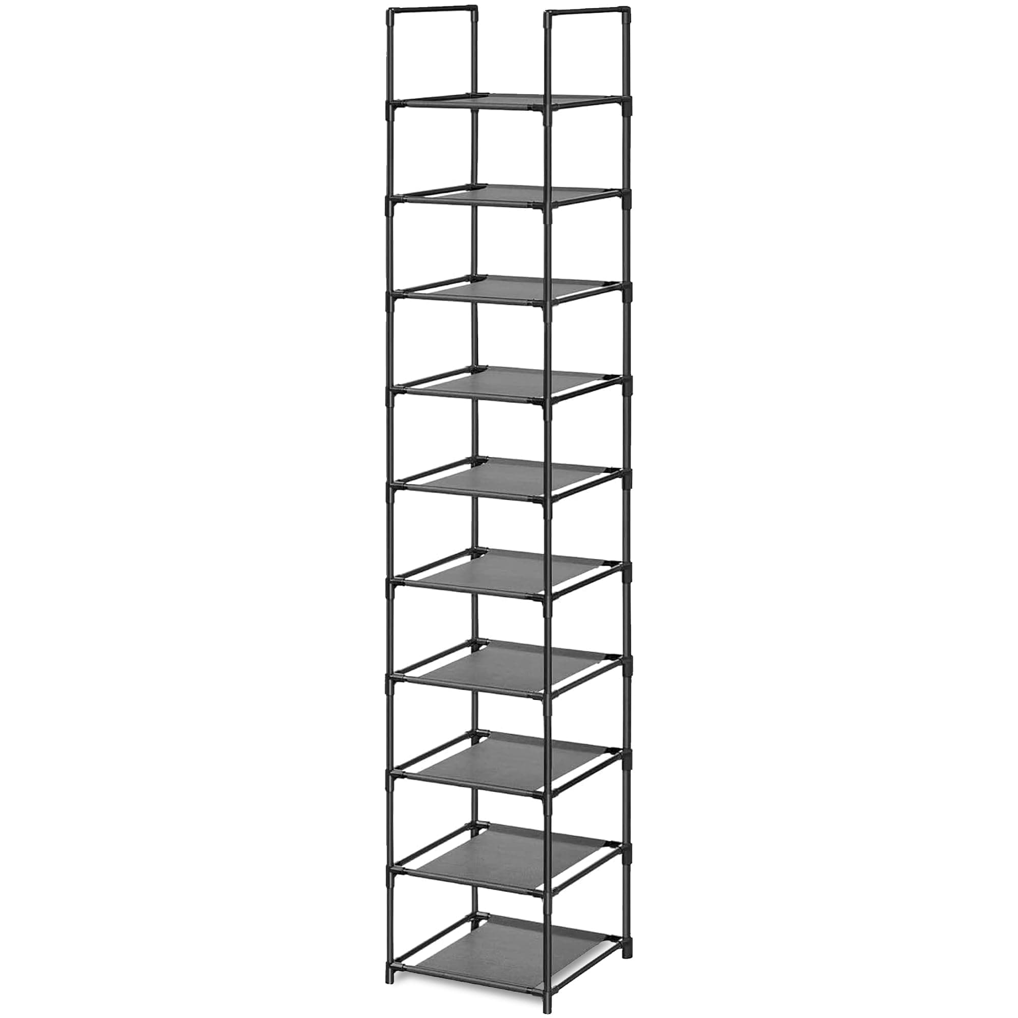 edihome, Scarpiera Slim, 10 Livelli, (33 x 33 x 173 cm), Organizzatore di scarpe, portascarpe alto e stretto, plastica, verticale, Show Rack (10 Livelli - L)