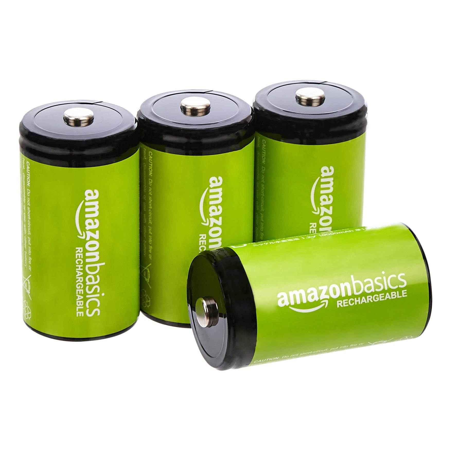Amazon Basics Lot de 4 piles rechargeables type D NiMH, 10 000 mAh, rechargeables jusqu'à 1 000 fois, préchargées