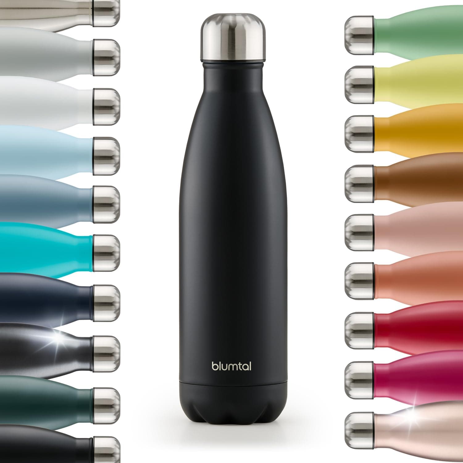 Blumtal Trinkflasche 750 ml Edelstahl - auslaufsichere Isolierflasche - BPA-freie Trinkflasche kalt & warm - doppelwandige Insulated Bottle - rostbeständige Isolierflasche Schwarz