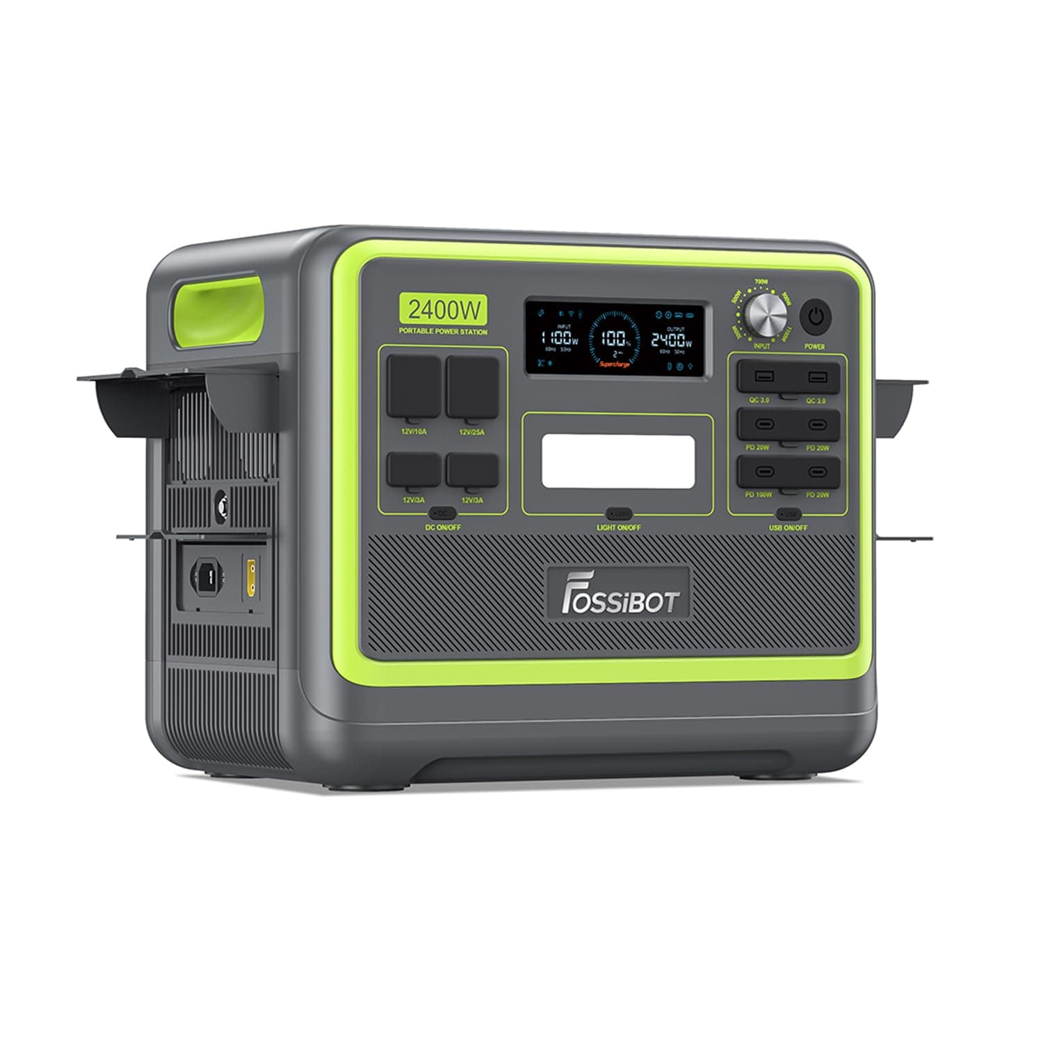 FOSSiBOT F2400 Estación de Energía Portátil, 2048Wh 2400W, Batería LiFePO4, Carga Ultra Rápida en 1.5 Horas, 13 Puertos, UPS, Luz LED, para Camping, Emergencias y Hogar