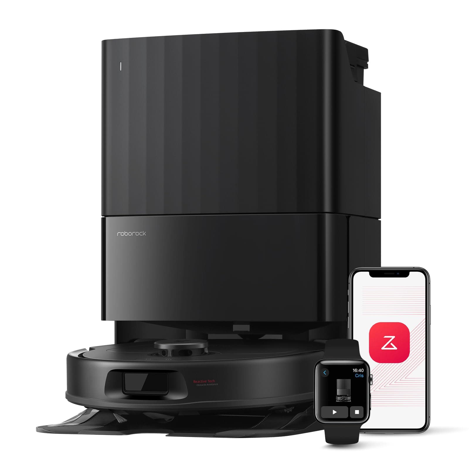 roborock Qrevo Serie Saugroboter mit Wischfunktion&Hebarem Wischmopp, 8000Pa Saugkraft(verbessert von Qrevo S), Anti-Verfilzungs-Seitenbürste, Hindernisvermeidung, All-in-One Dock, Schwarz(QV 35A)