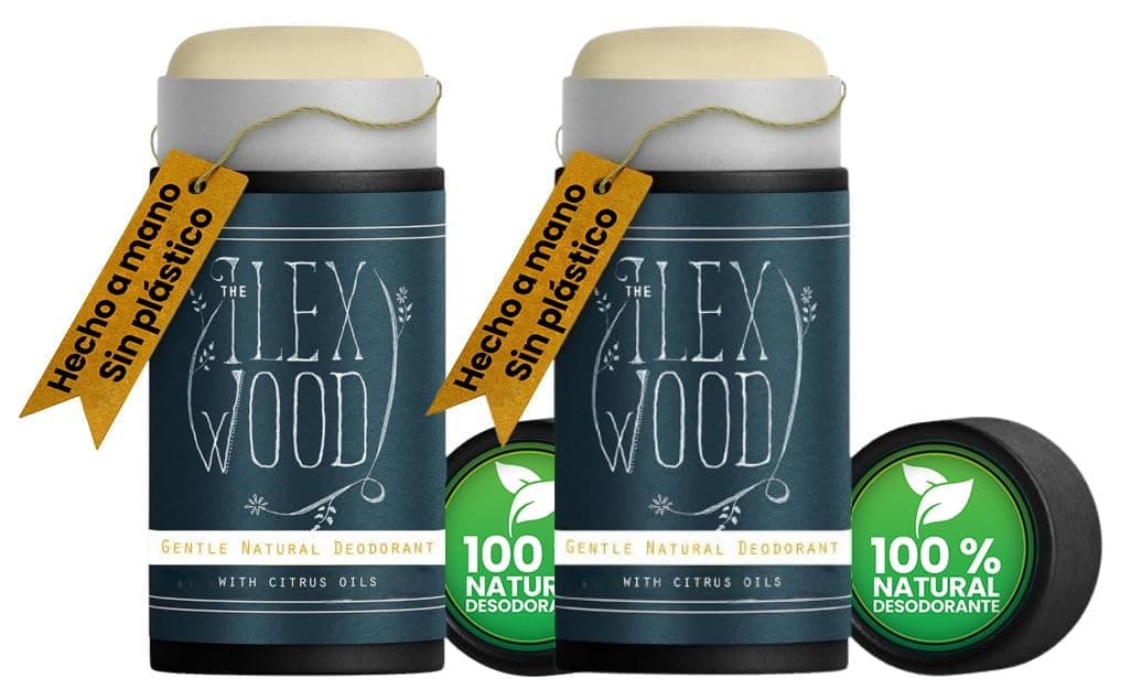 The Ilex Wood - Desodorante natural suave con aceites cítricos - Paquete de 2 (2 x 70 ml). Sin plástico ni alcohol, sin bicarbonato de sodio, sin crueldad animal, sin toxinas ni sales de aluminio.