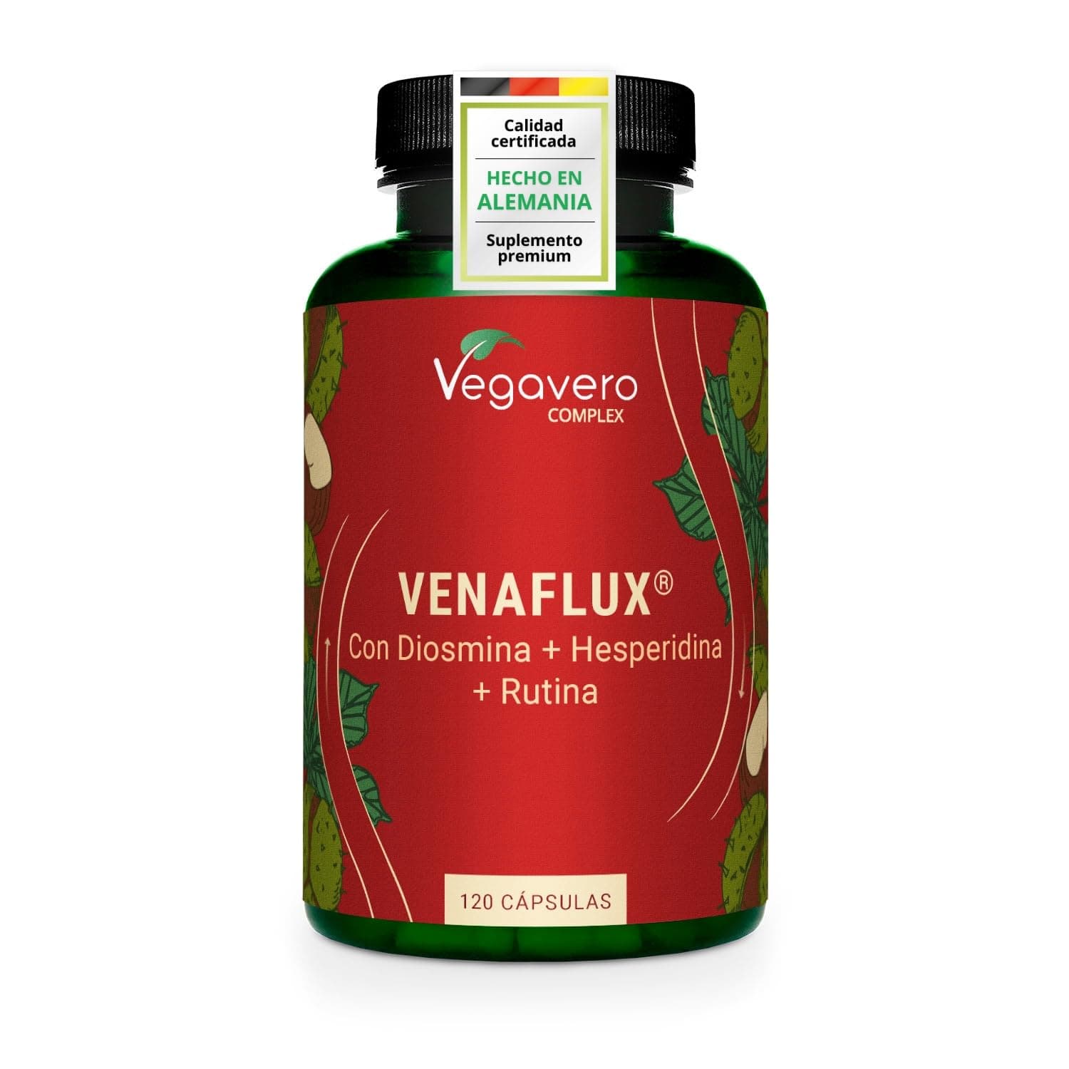 Vegavero Venaflux Circulación Piernas | Diosmina Hesperidina Rutina + Castaño de Indias y Rusco | Piernas Cansadas y Pesadas | Complejo Flavonoides | 120 Cápsulas | Vegano y Sin Aditivos