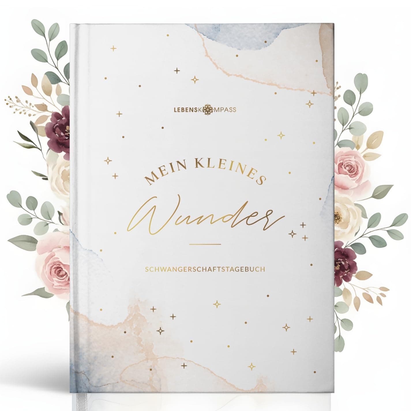 Lebenskompass Schwangerschaftstagebuch "WUNDER" Schwangerschaftsbuch für Erinnerungen, Reflexion und Achtsamkeit - Tagebuch Schwangerschaft mit Platz für Fotos und Notizen - A5