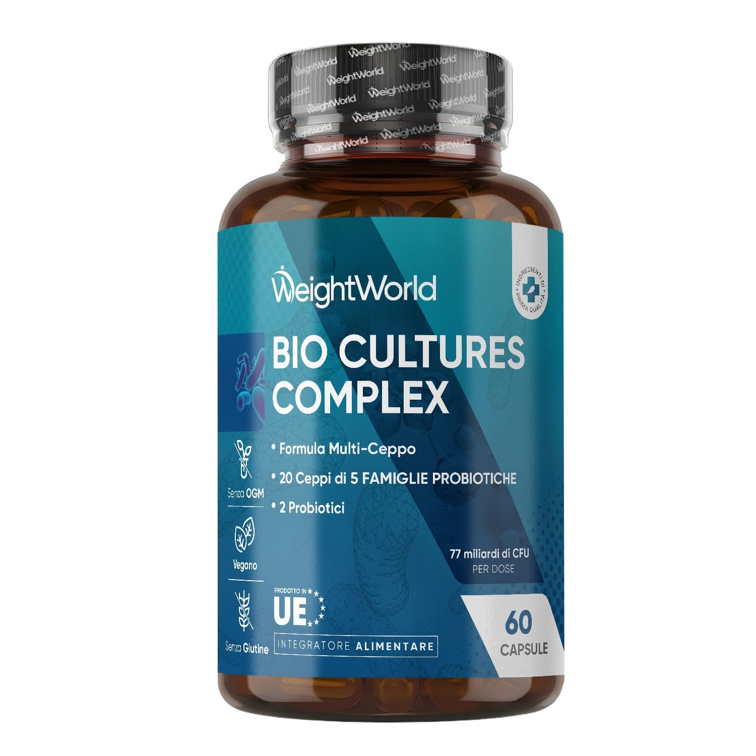 Fermenti Lattici Probiotici e Prebiotici, 77 Miliardi CFU, 20 Ceppi Batterici, Probiotici Donna e Uomo, Lactobacillus Gasseri, Lactobacillus Reuteri, Fermenti Lattici Adulti, Prebiotici con Inulina