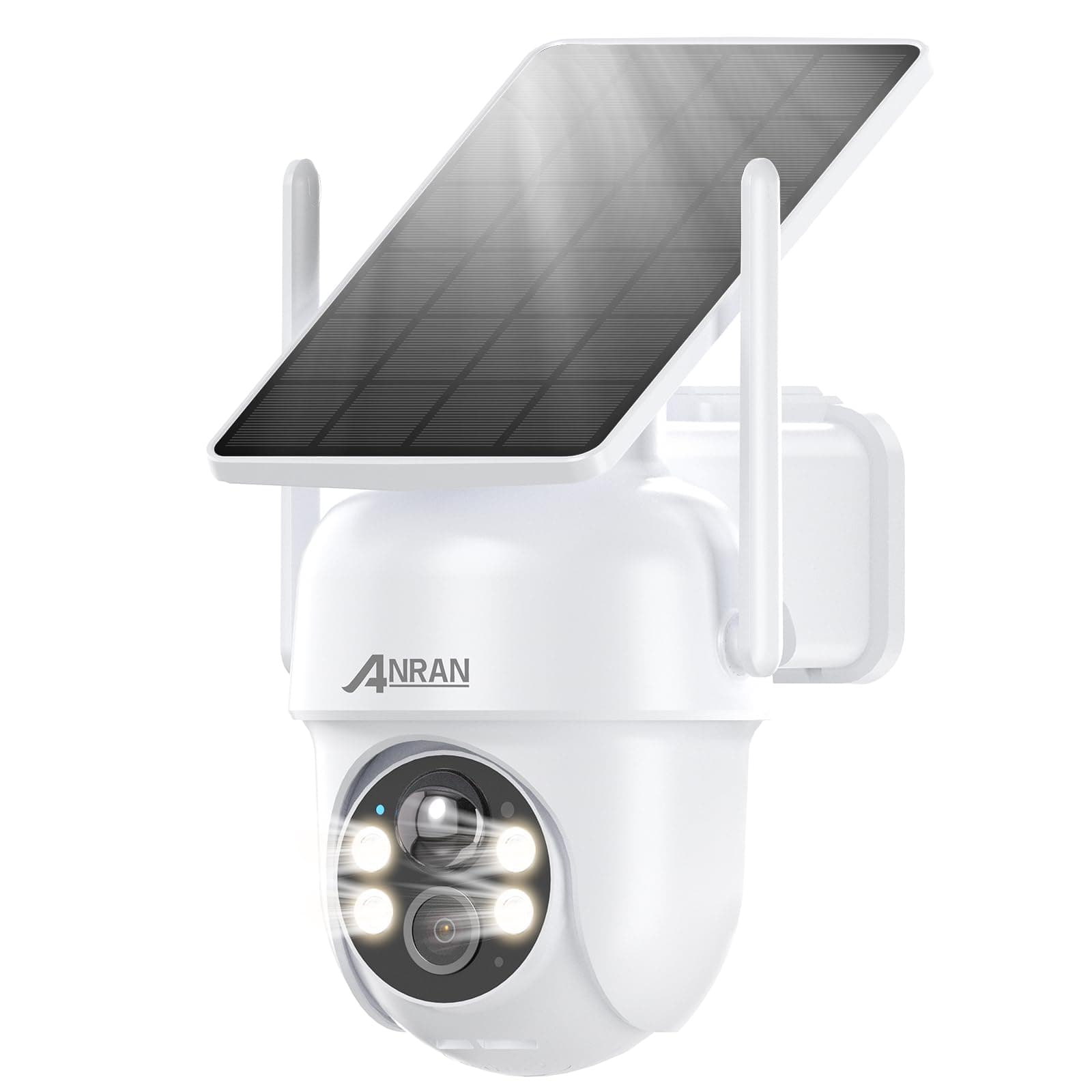 ANRAN 5MP FHD Camara Vigilancia Exterior Solar, 2.4GHz WiFi, Cámara inalámbrica con Panel Solar Integrado y Foco, 360° PTZ, PIR Movimiento Detección, Visión Nocturna Color,Audio de 2 Vias,Q04 Máx