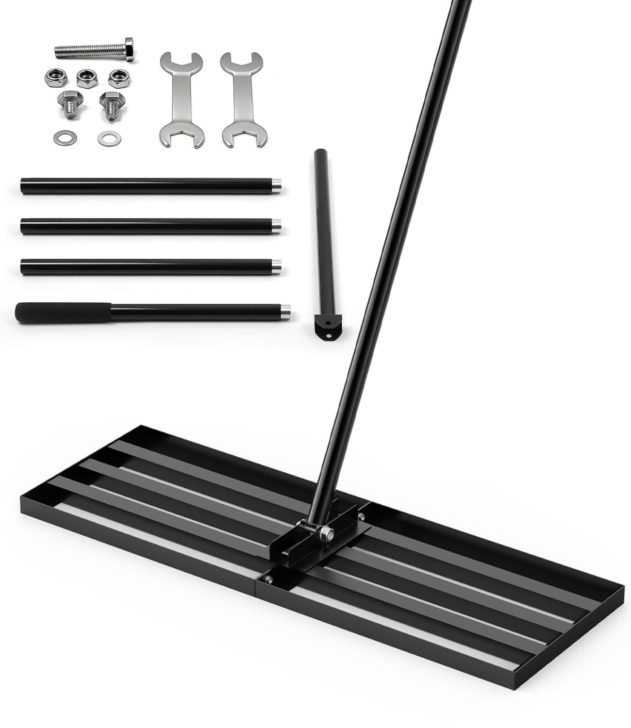 Leveling Rake Rastrello Livellatore per Prato 204 x 76 x 25cm Rastrello Livellatore Prato 2 in 1 Rastrello Pesante per Diffusione Terriccio e Sabbia Finitura Antiruggine per Giardino