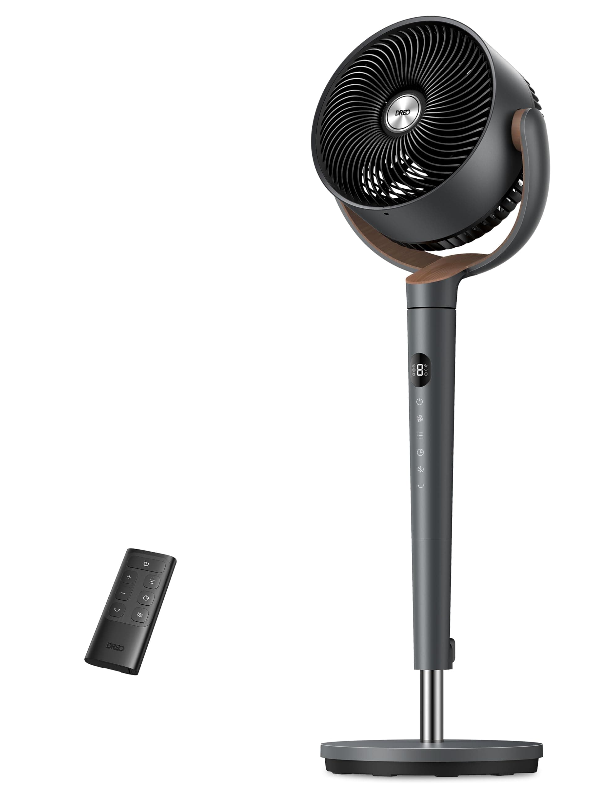 Dreo ventilador de pie muy silencioso con control remoto, ventilador grande 20 dB con motor CC, oscilación 120°, 3 modos, altura ajustable 94–107 cm, ventilador de suelo TurboPoly™ 512