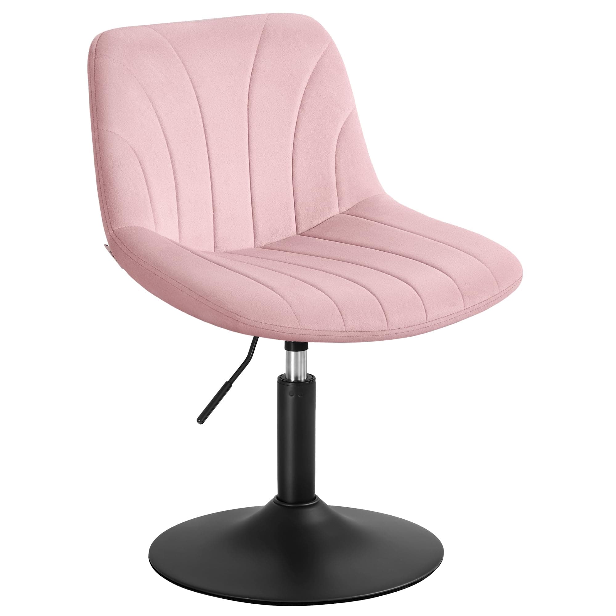 VASAGLE Taburete Tocador, con Respaldo, Silla de Tocador de Altura Regulable, Giro de 360°, para Dormitorio, Comedor, Terciopelo, Rosa Jalea LJB160SA01
