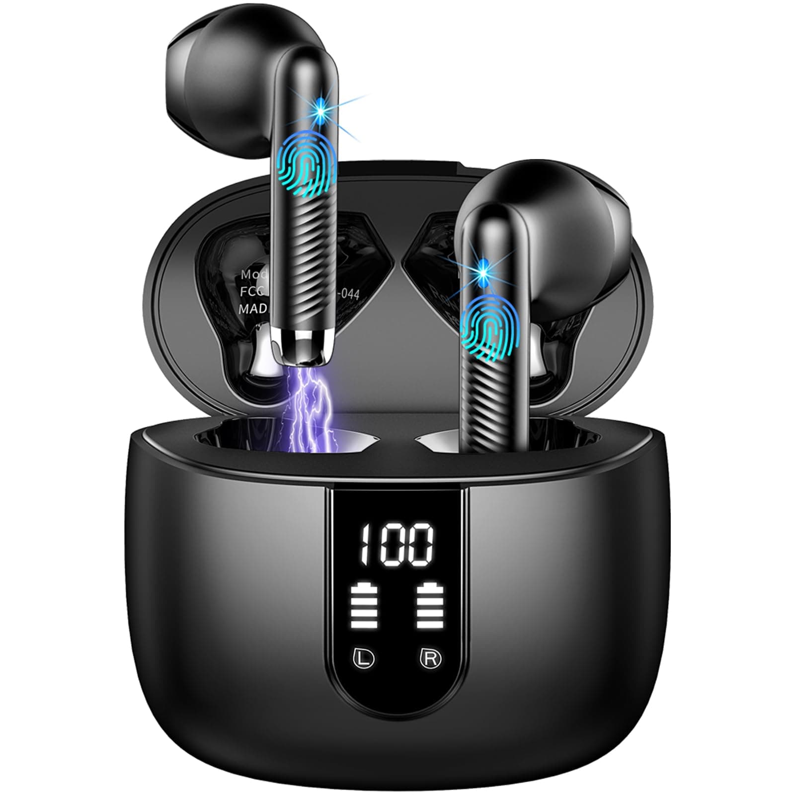 Drsaec Bluetooth 5.4 Kopfhörer, 6D Tiefer Bass In Ear Kopfhörer Kabellos Bluetooth 2026 Neu Kabellose Kopfhörer mit 4 ENC Mic, 56 Std Noise Cancelling Ear Buds, USB-C, IP7 Wasserdicht Sport Ohrhörer