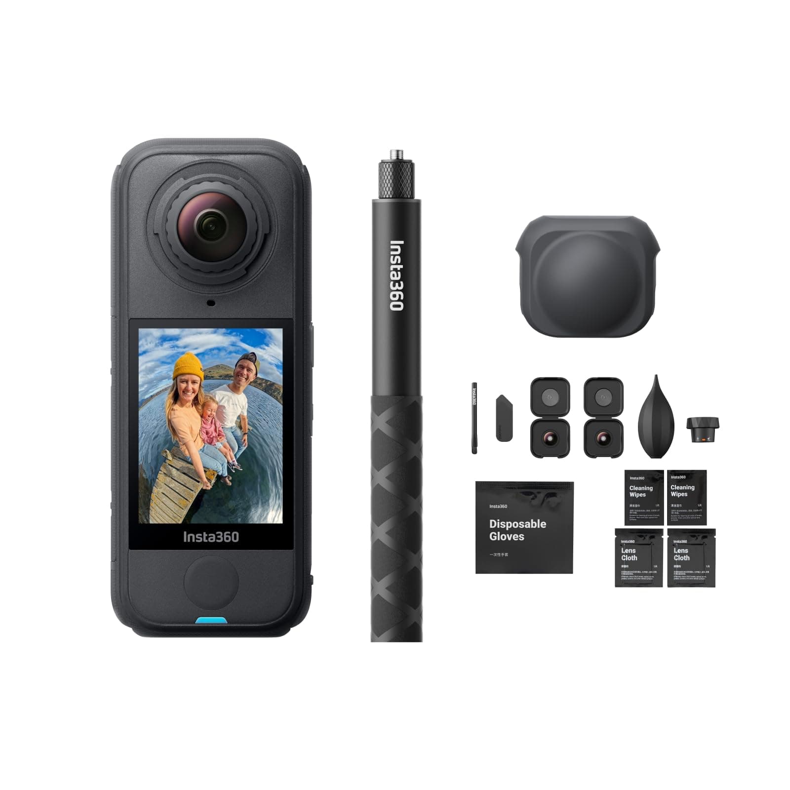 Insta360 X4 Air Pack Remplacement d'objectif Noir Graphite - Caméra 360 8K légère, 165g, Perche à Selfie Invisible, objectifs remplaçables, filmez d'abord, cadrez Plus Tard, Pare-Vent