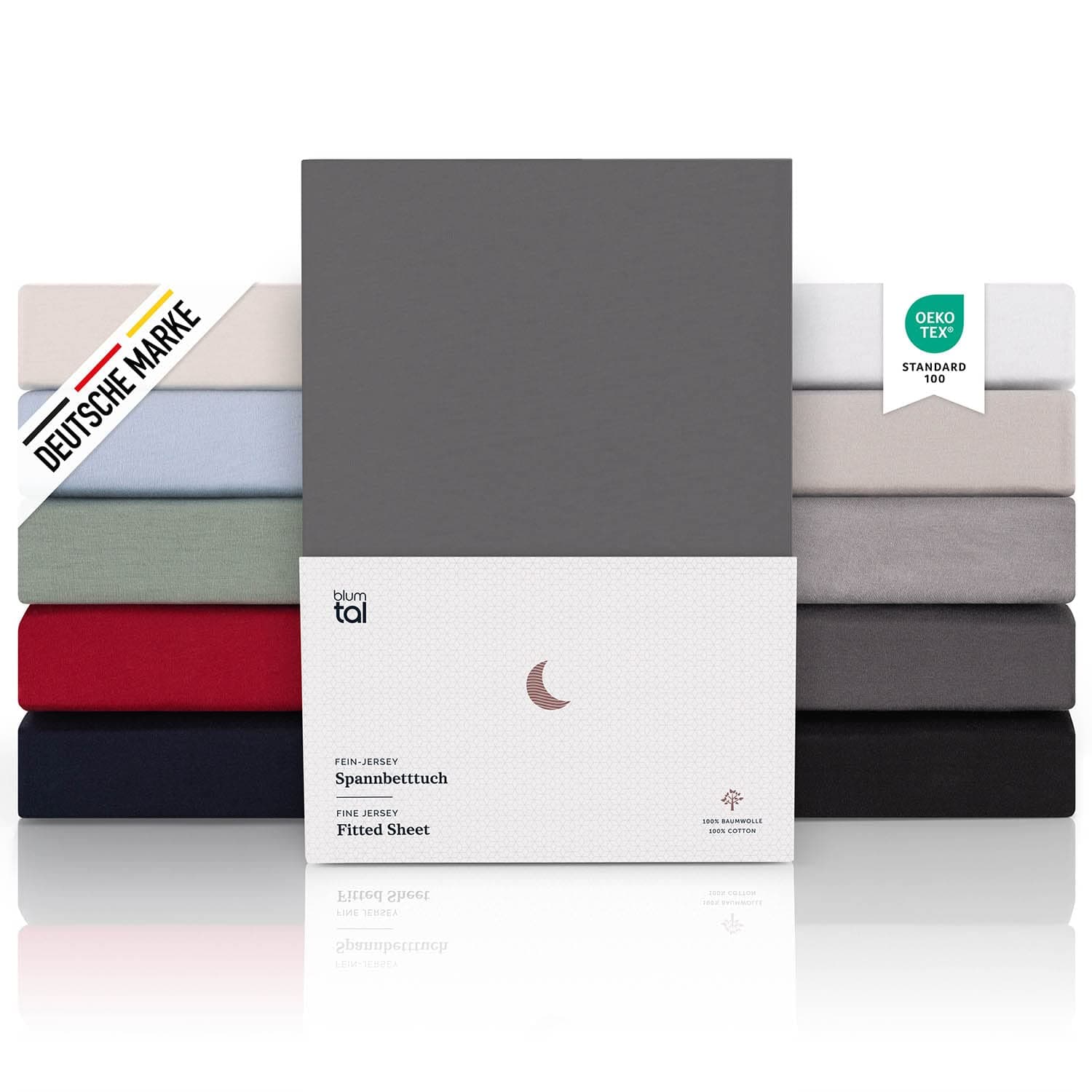 Blumtal® Premium Spannbettlaken 270x200 cm Boxspringbett Jersey - Oeko-TEX zertifiziertes Bettlaken 200x270 Baumwolle - Spannbettlaken 270x200 Familienbett - Laken 270x200 Familienbett in Anthrazit