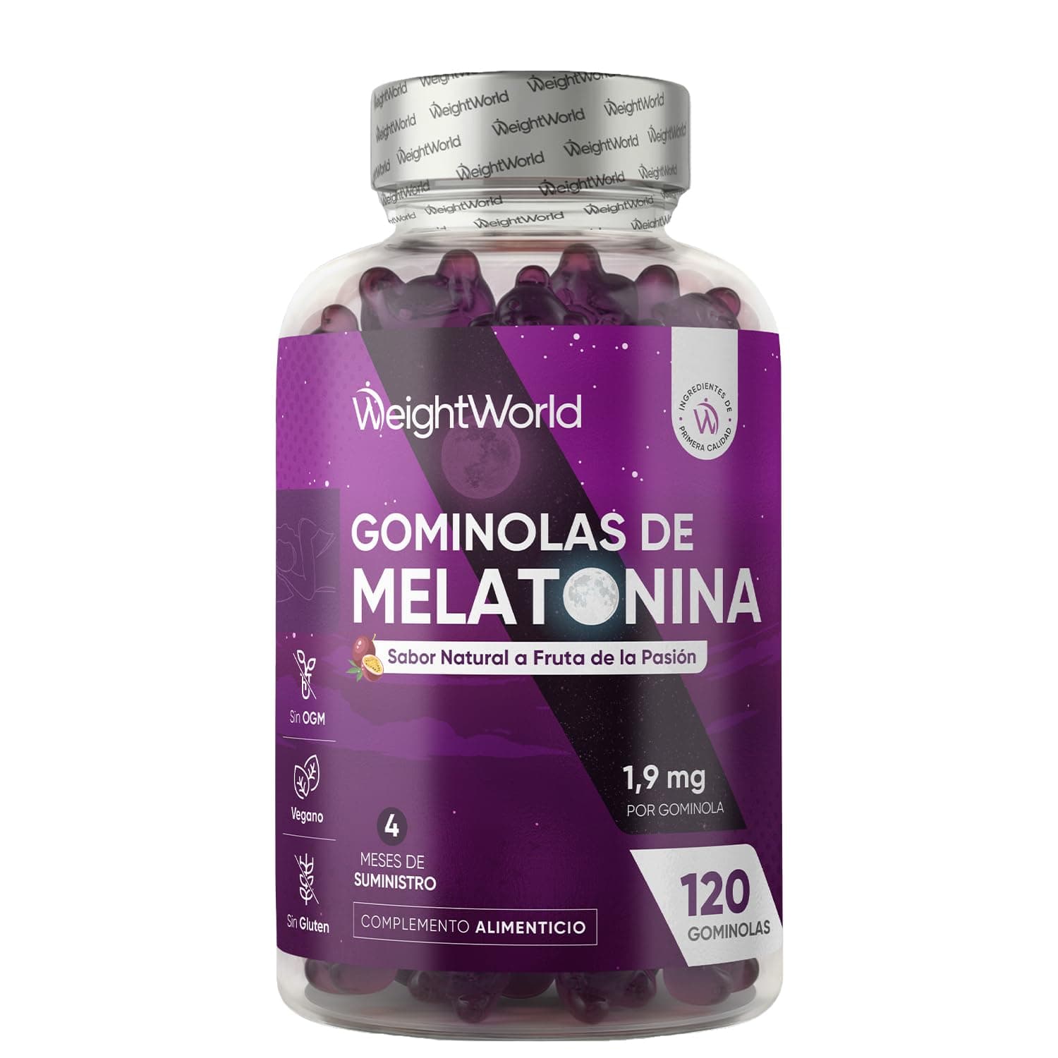 Melatonina Gominolas 120 Unidades Con Vitamina B6 - Para 4 Meses, Vegano | Gummies Sabor Natural a Fruta de la Pasión, la Melatonina Contribuye a Reducir el Tiempo para Conciliar el Sueño, Sin Gluten