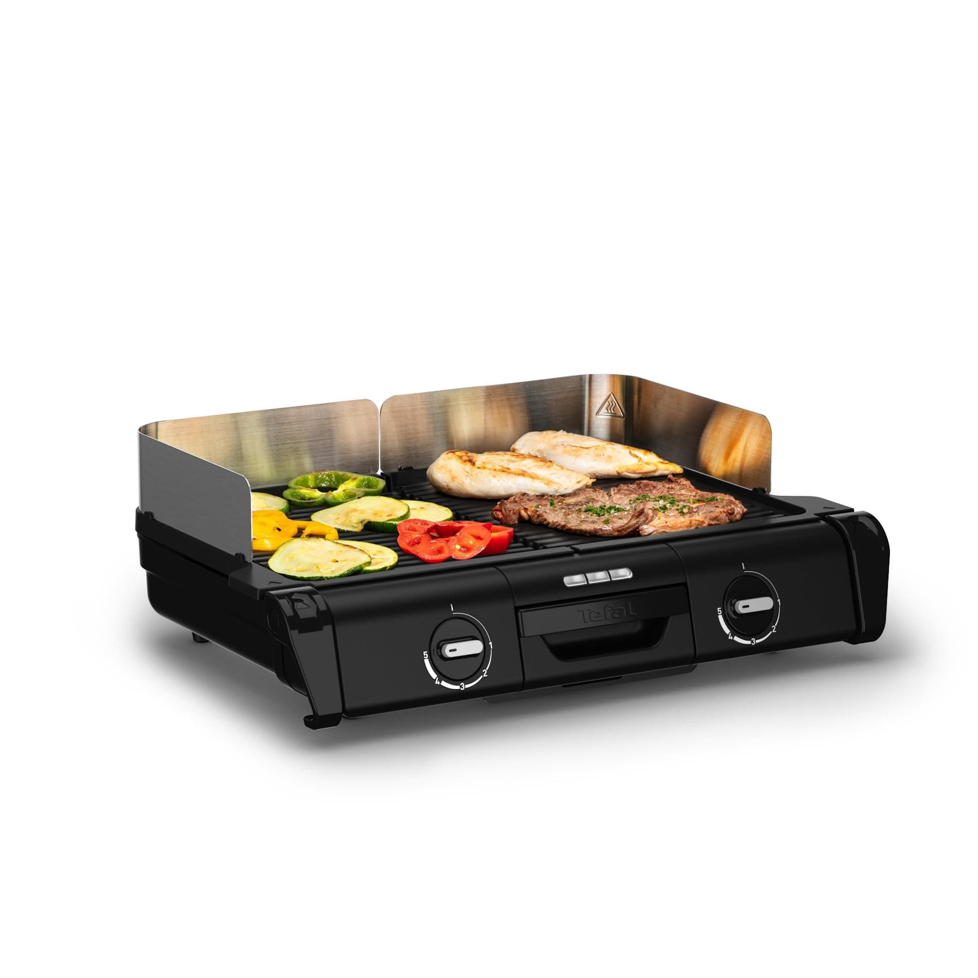 Tefal Barbecue électrique XL Family Grill 2400W avec 2 thermostats réglables, Usage extérieur et intérieur, 2 surfaces de cuisson compatibles lave vaiselle TG800N10