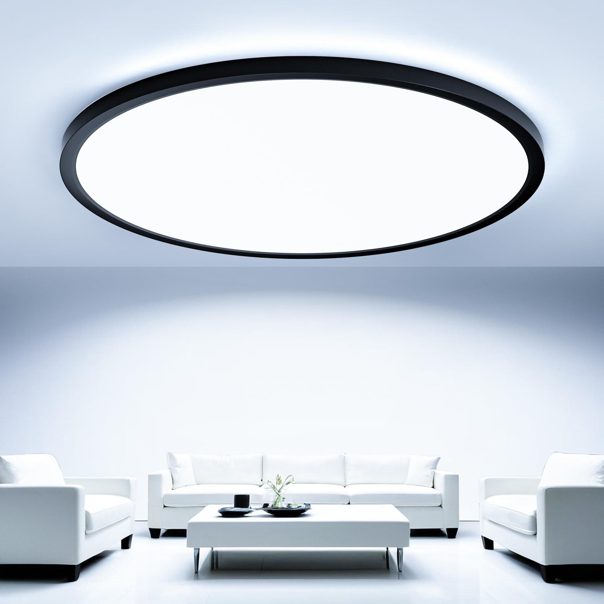 OTREN Plafon LED Techo 52W, 5200LM Moderna Lámpara Redonda Panel Ultra Delgado Blanco Natural 6500K, IP44 Luz Led para Cocina Balcón Dormitorio Comedor Sala de Estar Ø50CM