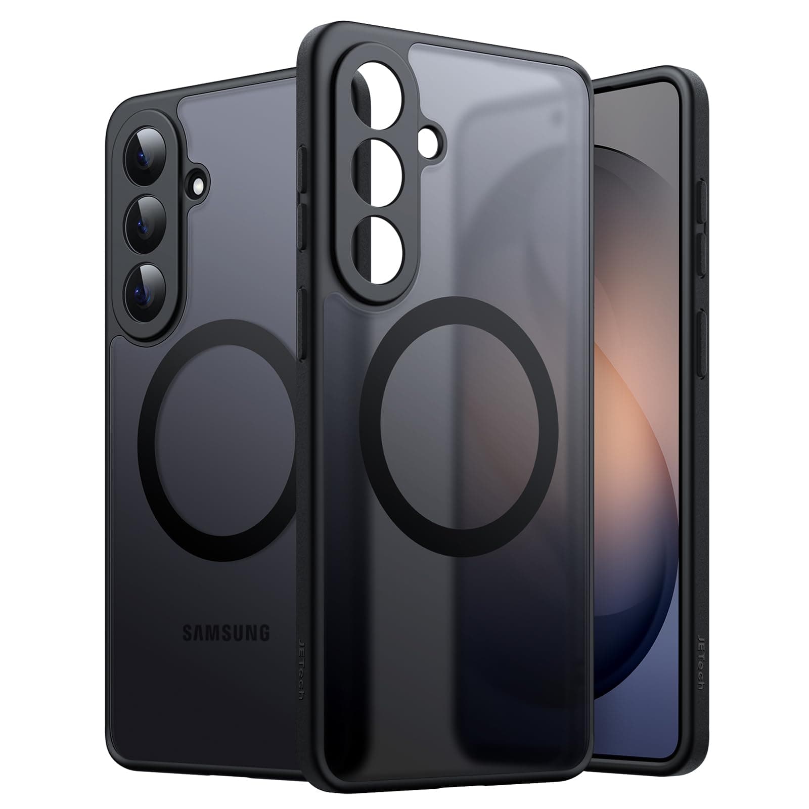 JETech Cover Magnetica per Samsung Galaxy S26, Compatibile con MagSafe, Protezione Completa dell'Obiettivo della Fotocamera, Custodia Antiurto con Retro Opaco Traslucido (Nero)