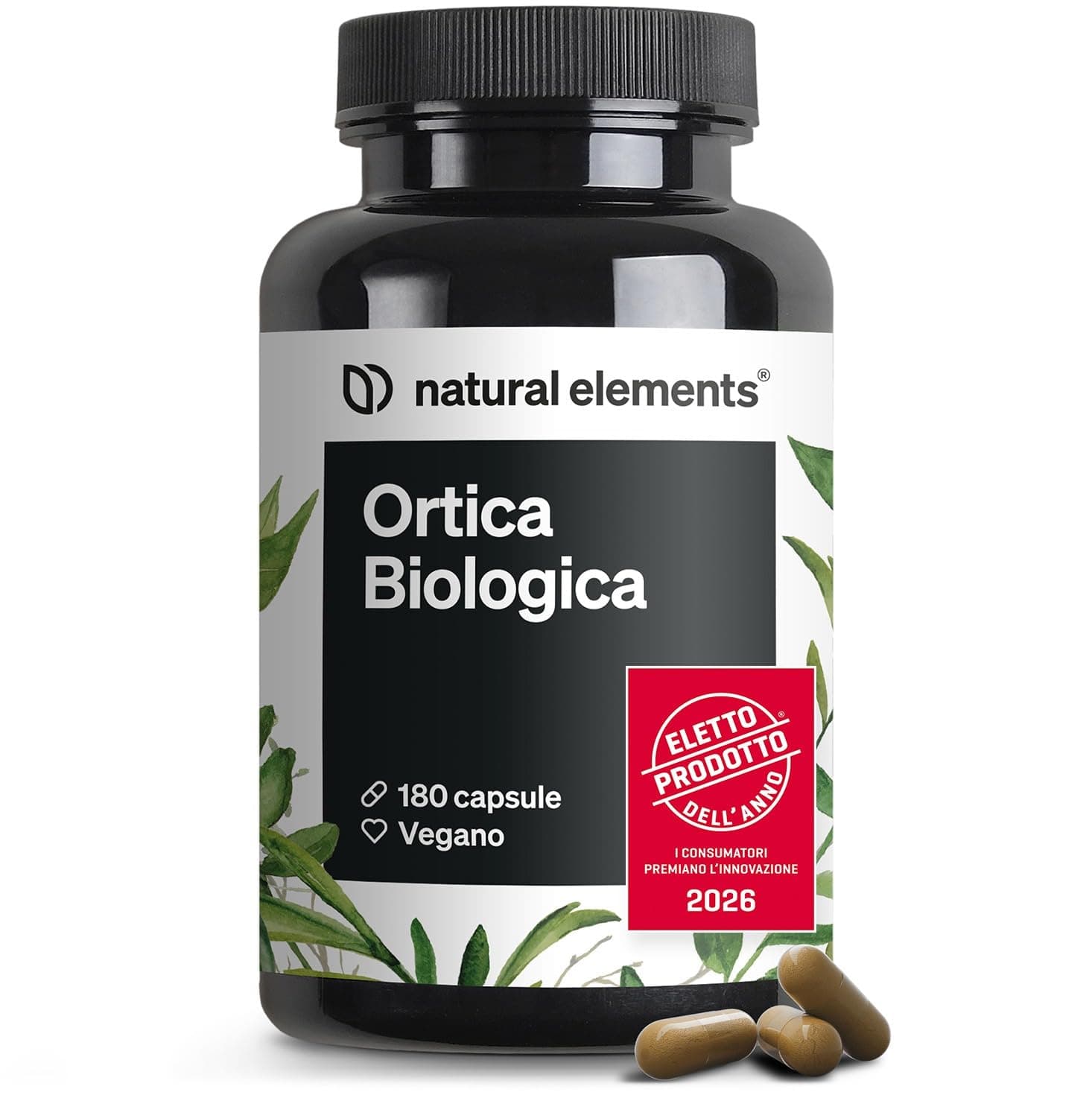 Ortica Biologica – 180 capsule – estratto di foglie di ortica 10 : 1 – vegano, ad alto dosaggio, senza additivi inutili – prodotto e testato in laboratorio in Germania