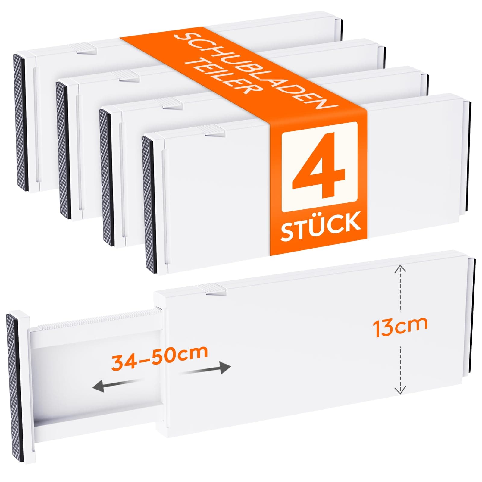 Lifewit 4 Set Schubladentrenner, Verstellbar Schubladen Trenner für Innenlänge 34 –50cm/13.5-22" & Höhe＞13cm, Schubladen Organizer Ordnungssystem für Küche/Kleiderschränke/Schreibtisch/Büro, Weiß