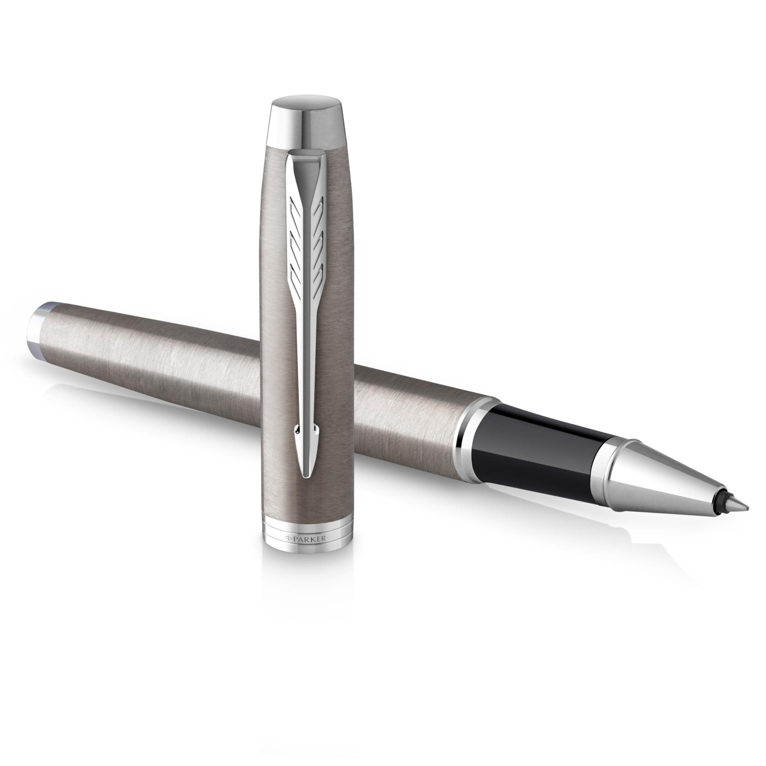 Parker IM Penna Roller | Acciaio Inossidabile con Puntale Cromato | punta fine con inchiostro nero | confezione regalo
