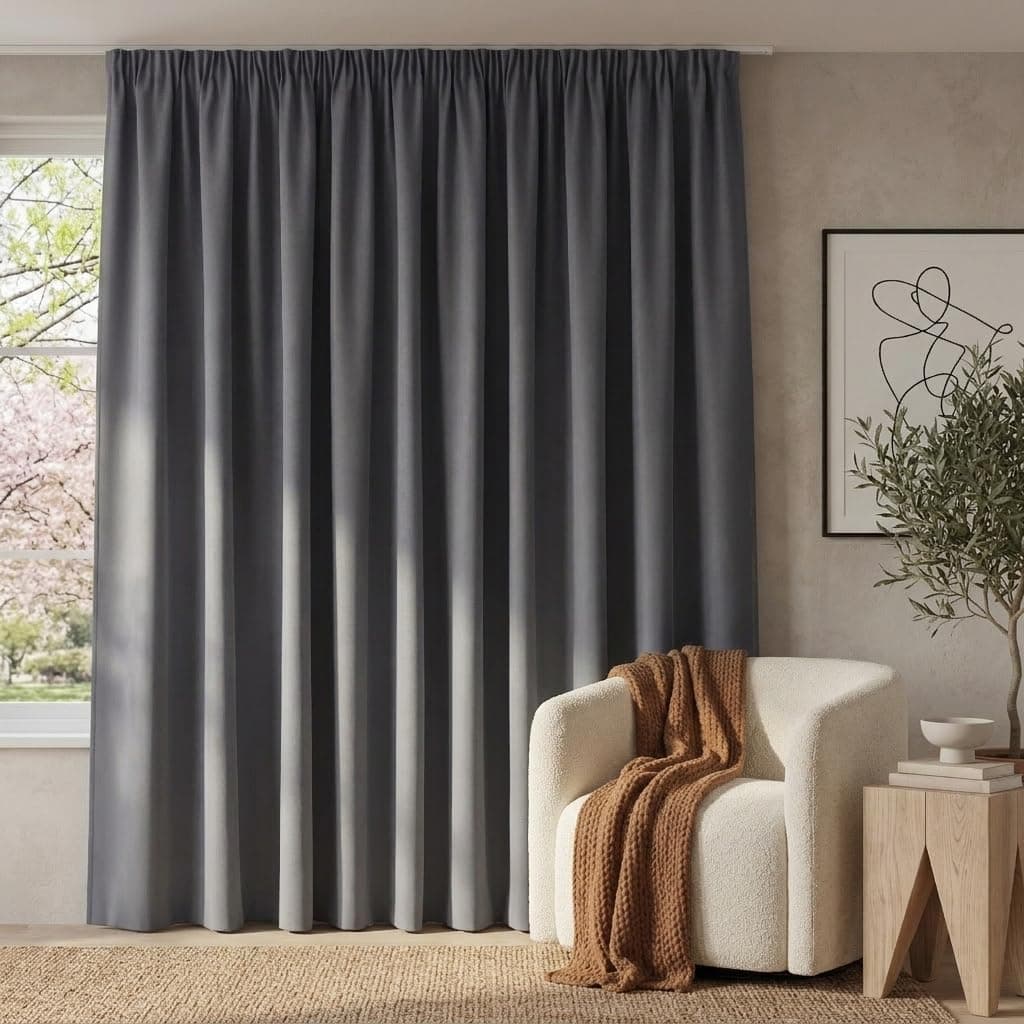 PONY DANCE 90% Blickdichter Vorhang mit Kräuselband für Schiene Thermovorhang Hitzeschutz 1er Set H 245 x B 300 cm Grau, Extra Breite Gardine für Wohnzimmer/Schlafzimmer Verdunklungsvorhänge