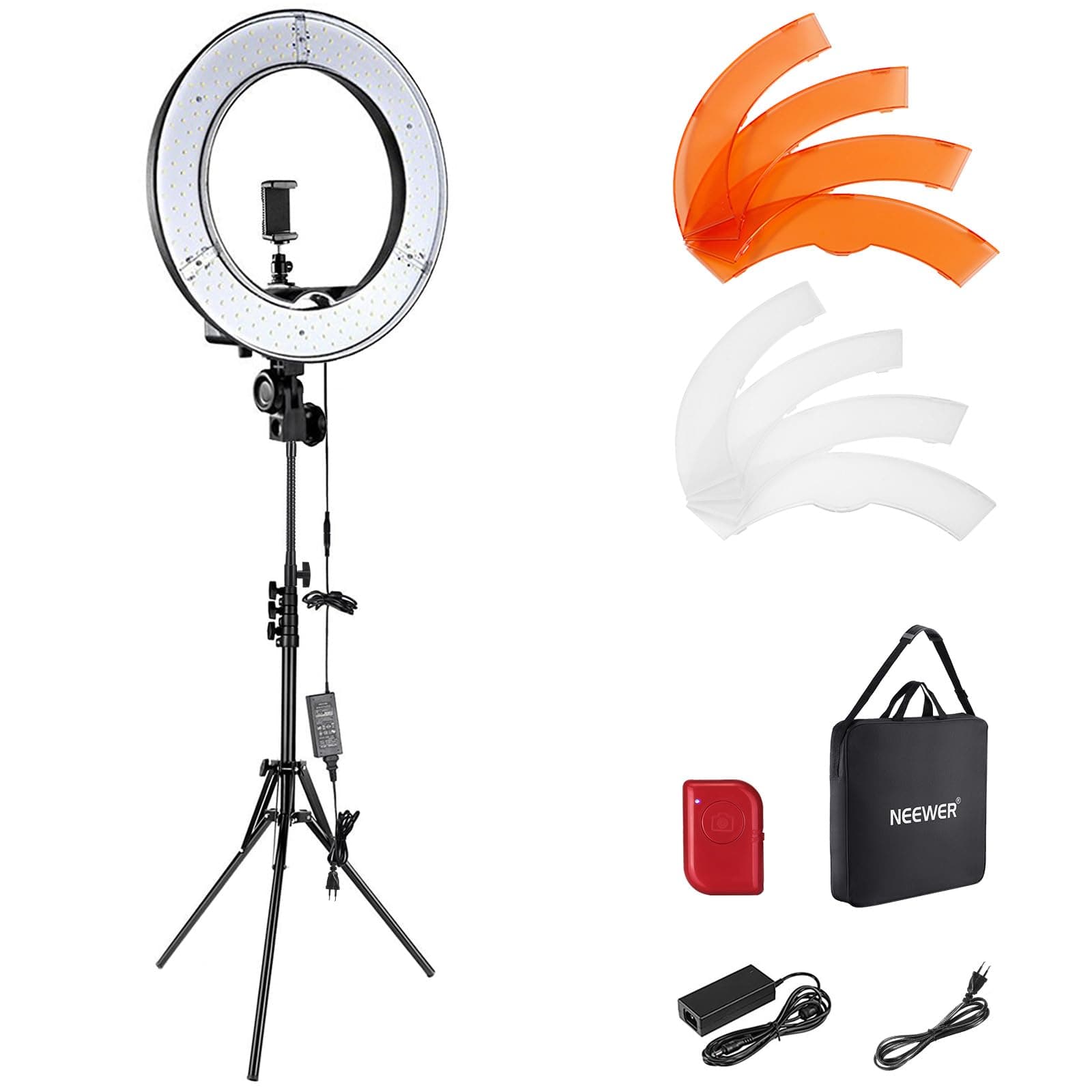 NEEWER RL-18 Ring Light Kit d'éclairage annulaire 18 Pouces | 55W 5600K Réglable LED Anneau Lumineux avec Trépied, Récepteur Bluetooth pour Smartphone, Lampe Esthetique Tattoo
