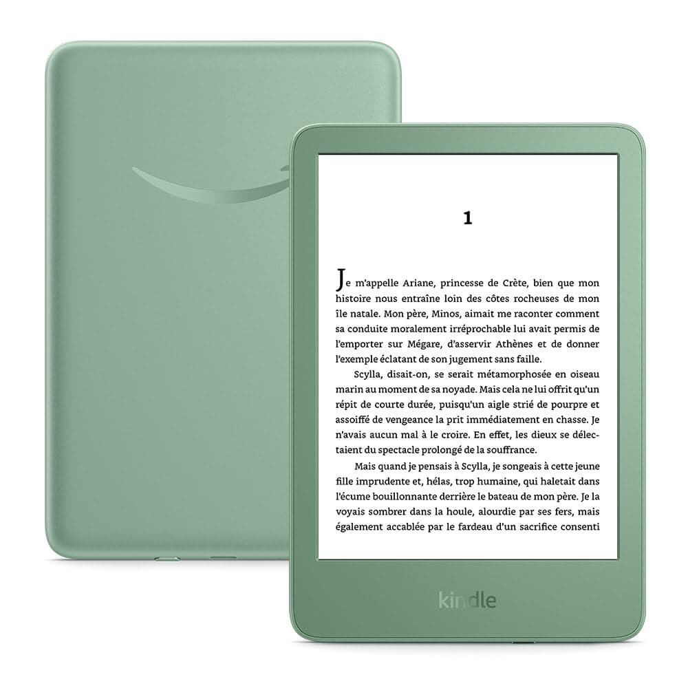 Amazon Kindle (Nouvelle génération) - Le plus léger et compact, avec écran antireflets, changements de page plus rapides et éclairage avant réglable - 16 Go - Avec publicités - Vert matcha