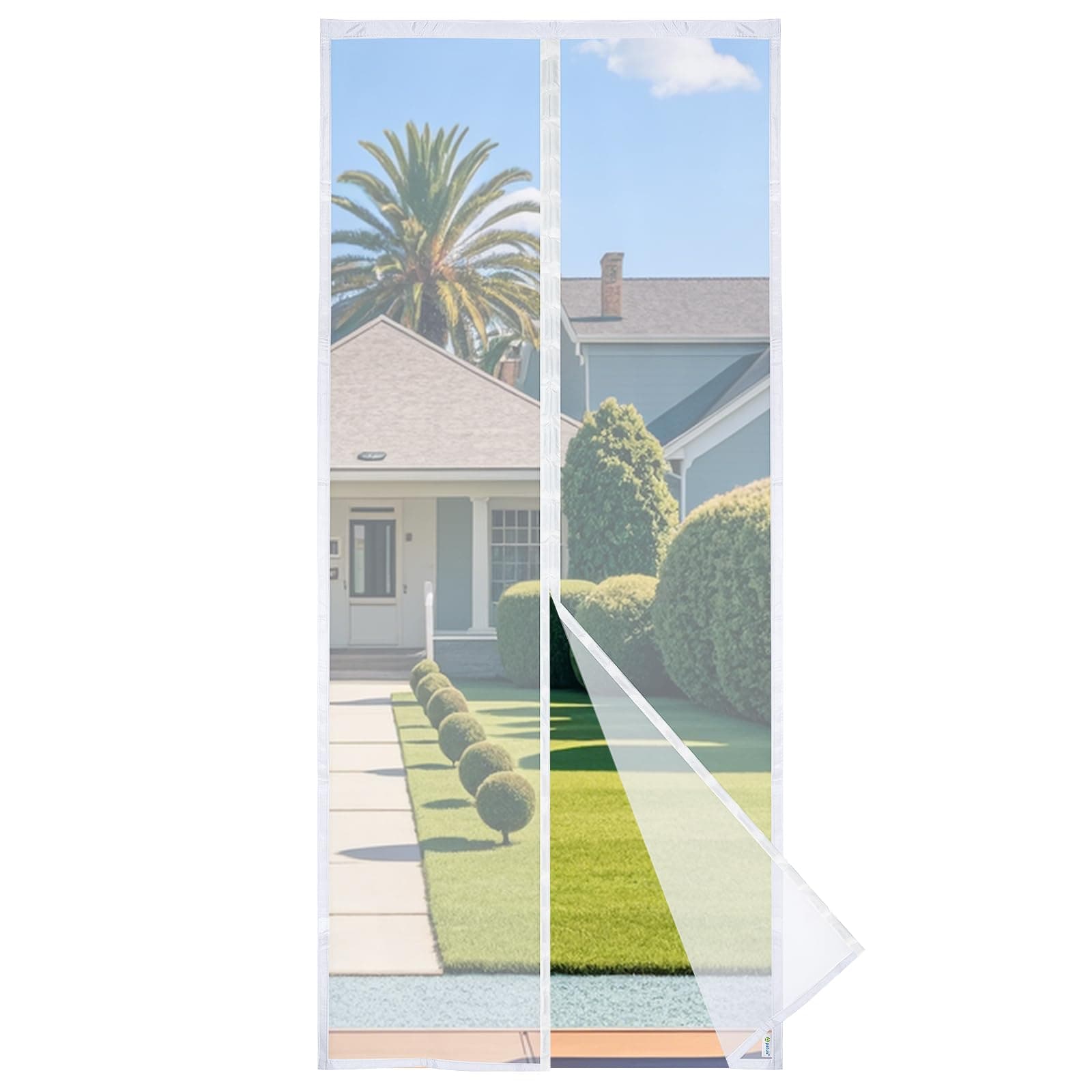 Apalus Prime zanzariera magnetica per porta balcone 110x230cm, luminosa, resistente allo strappo e agli agenti atmosferici, fascia auto-adesiva superiore da 3,8 cm, non accorciabile, Bianco