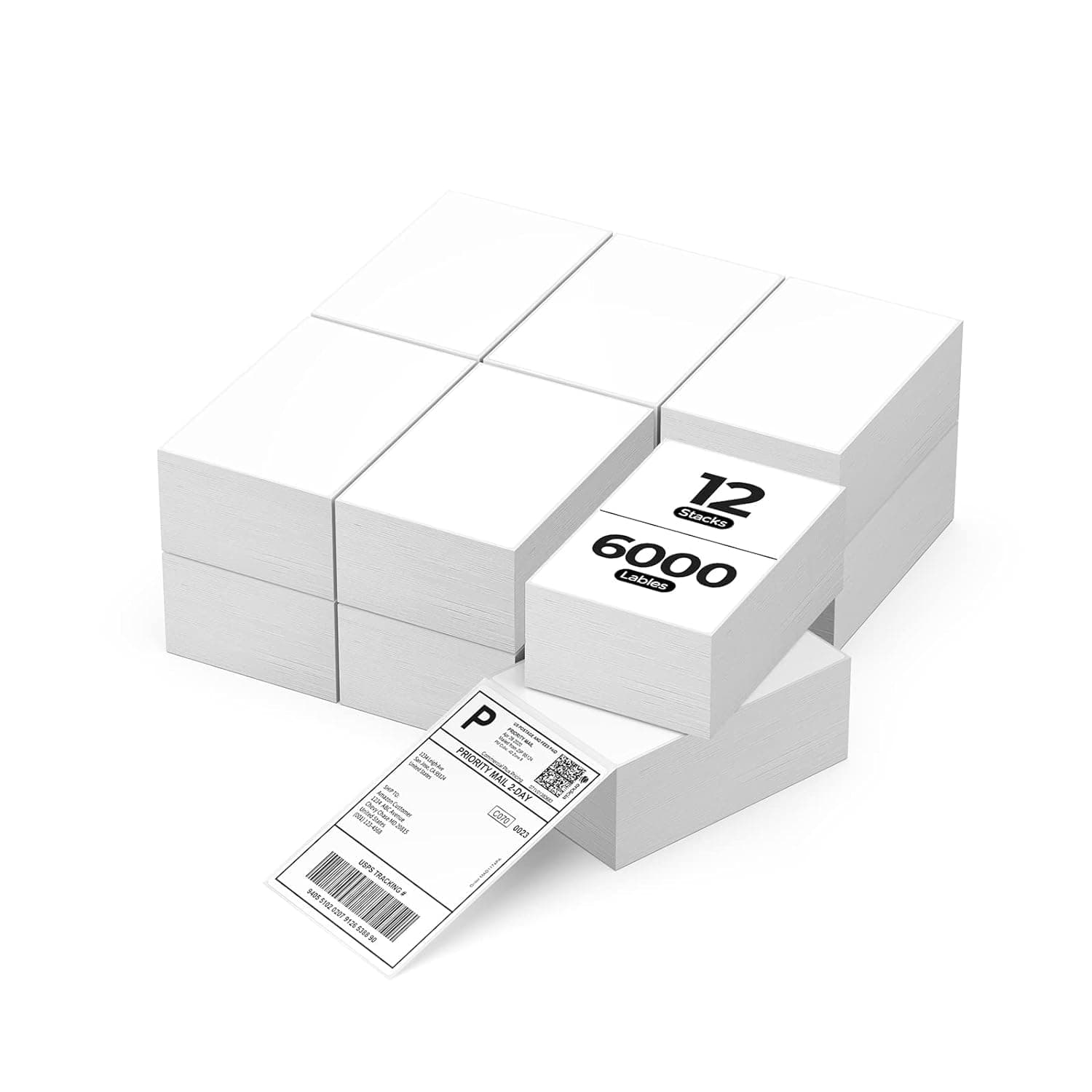 MUNBYN Etiquetas térmicas de envío, etiquetas térmicas 4x6, papel térmico de etiquetas para el transporte, compatibles con impresora de etiquetas, paquete de 6000 etiqueta de envío térmica adhesivas