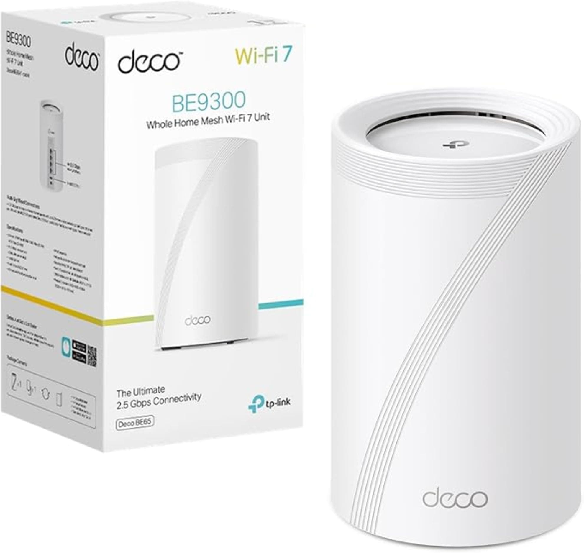 [NUEVO]TP-Link Deco BE65(1-pack)|Sistema Wi-Fi 7 Mesh BE11000 de Triple Banda|4 Puertos 2.5 Gbps, Multi-Link Operation MLO, Canales de 320MHz, Banda 6GHz, Protección HomeShield, Servidor y Cliente VPN