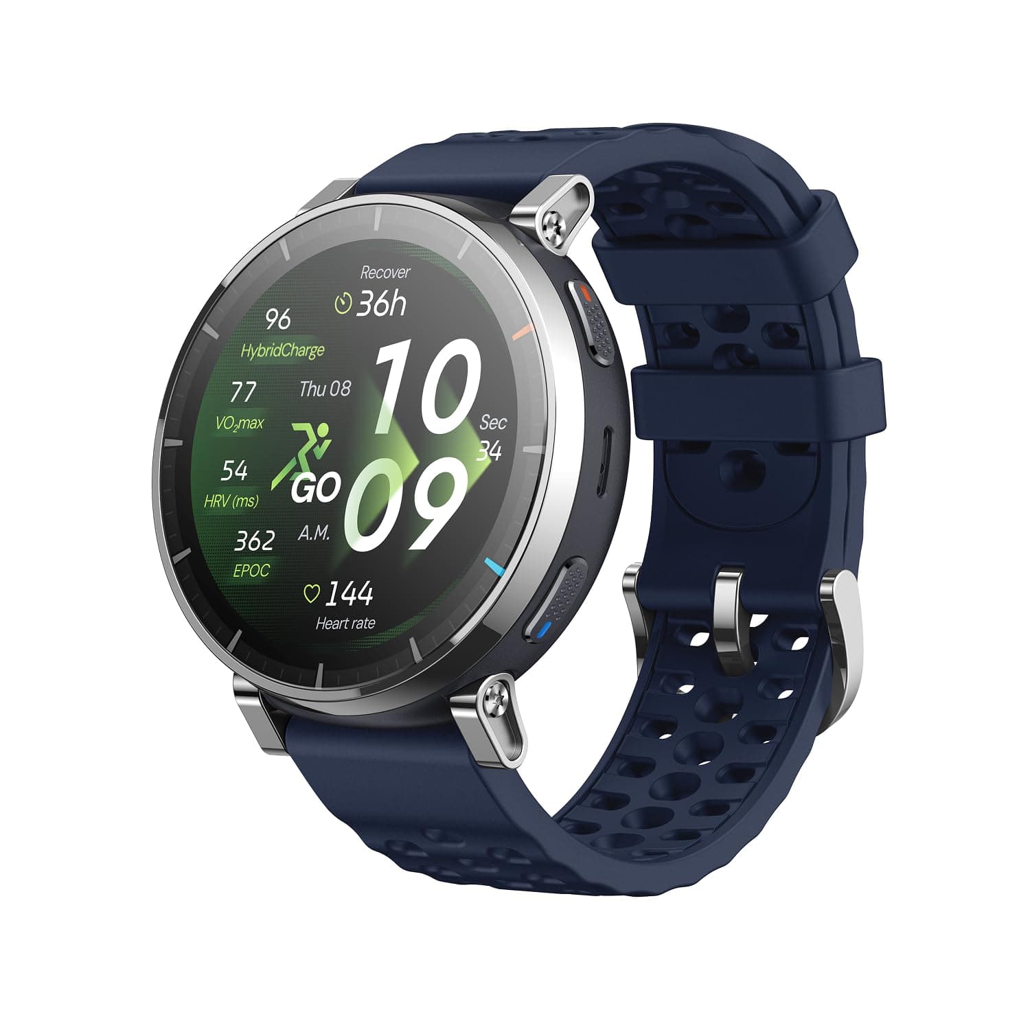 Amazfit Active 3 Premium Reloj Inteligente GPS Running, Pantalla AMOLED 1,32" Zafiro, Batería de 12 Días, 4GB, NFC, Mapas Offline, 170+ Modos de Entrenamiento, 5 ATM, Smartwatch para Android iPhone