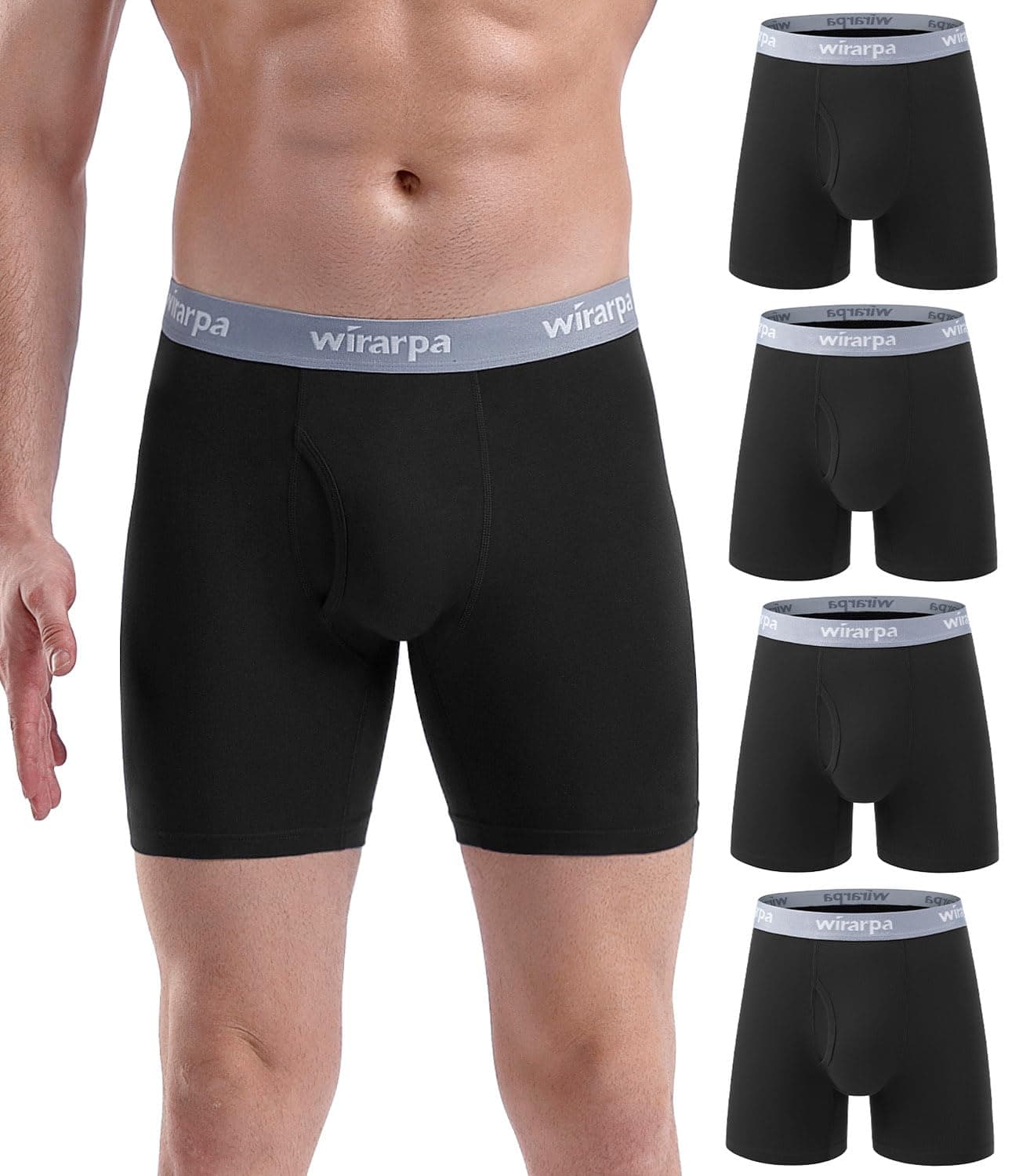 wirarpa Calzoncillos Hombre Boxer Algodon Ropa Interior Cómoda para Hombres Sin Etiquetas Abrir La Mosca Pack de 4