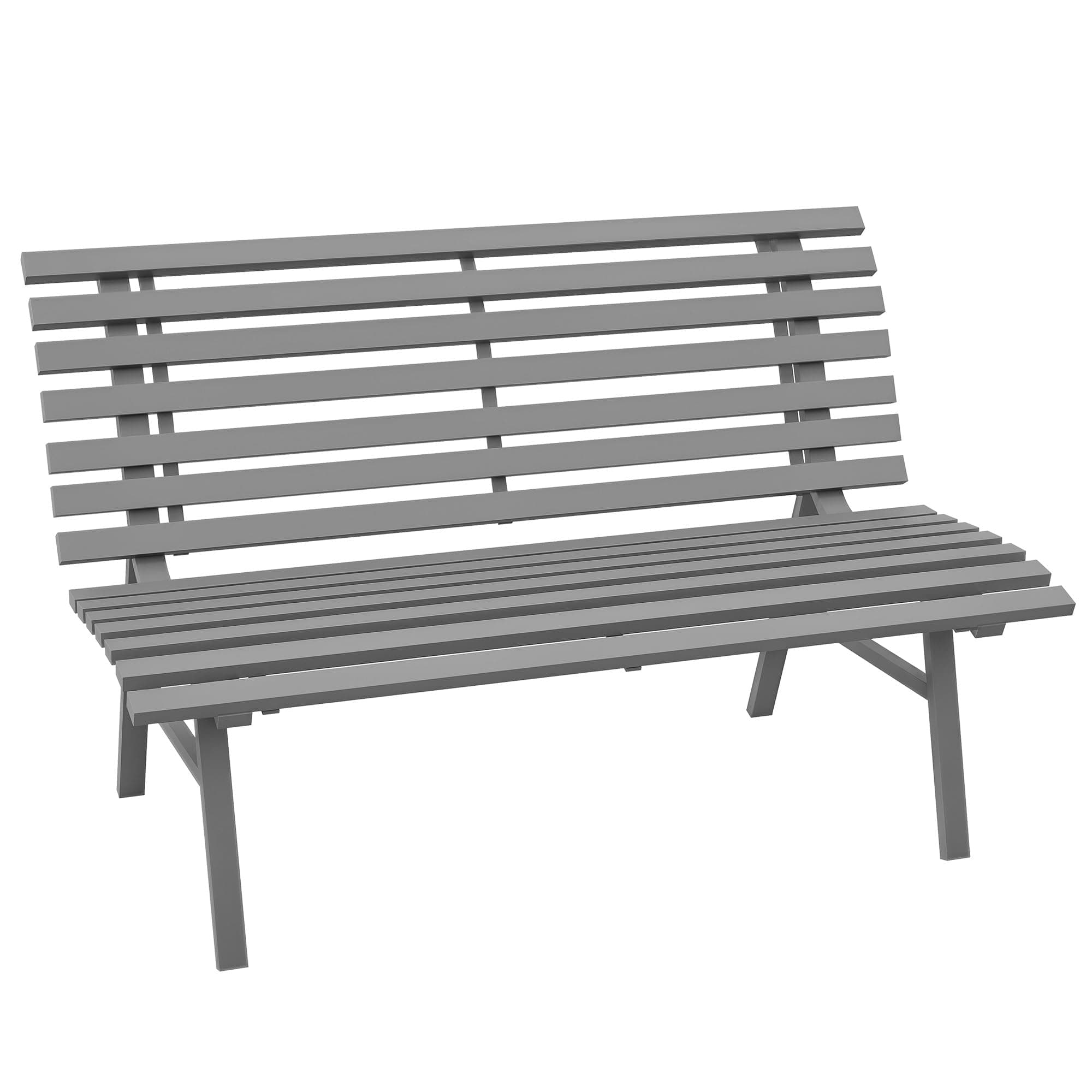 Outsunny Banc de Jardin Banquette extérieur 2 Places Assise Dossier à Lattes, en Aluminium, dim. 123L x 67l x 79H cm, Gris