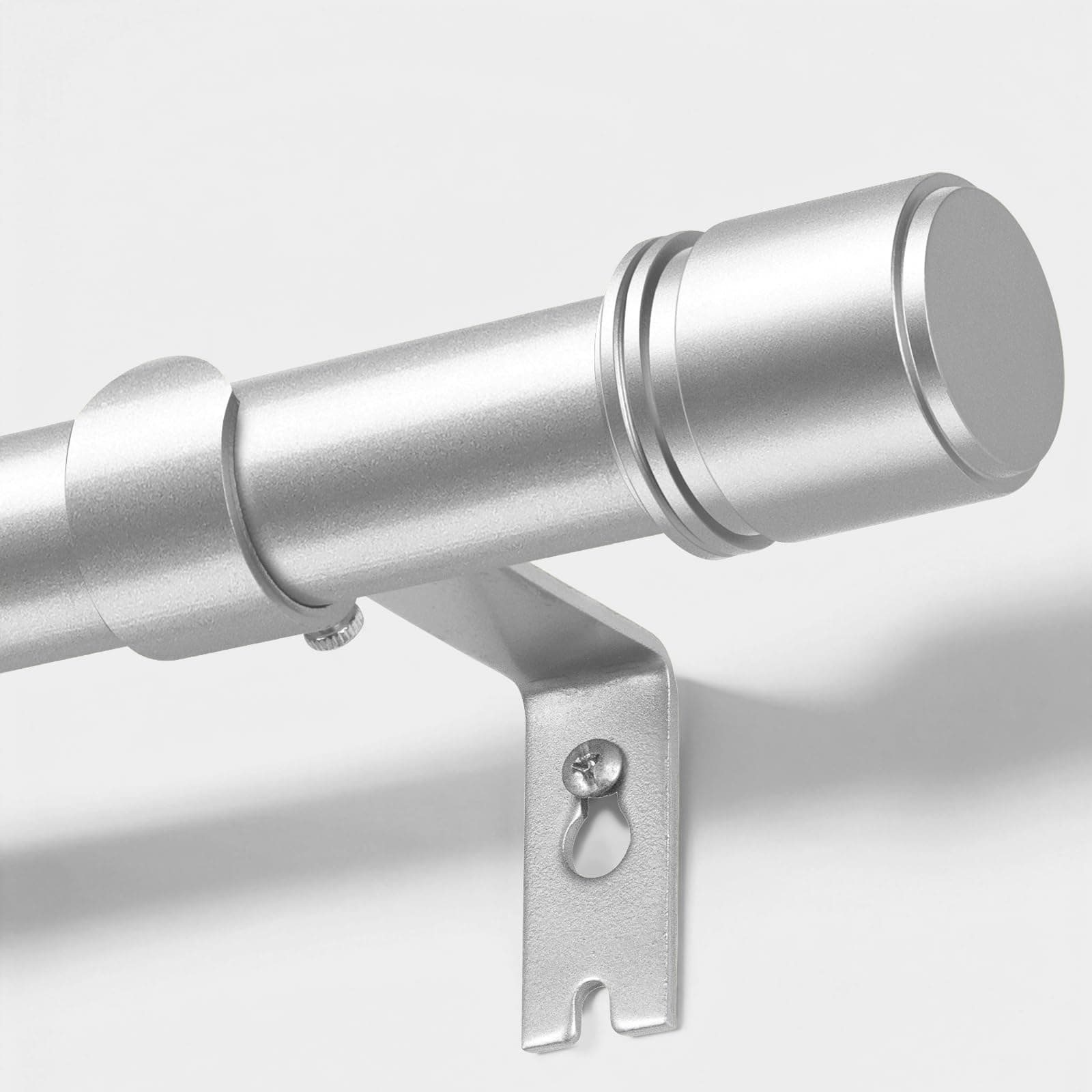 HOTOZON Barra Cortinas Plata 80-218 cm, Barras de Cortina Extensibles de 25 mm para Ventanas, Barra Cortina Decorativas con Remates con Tapón para Dormitorio, Salón