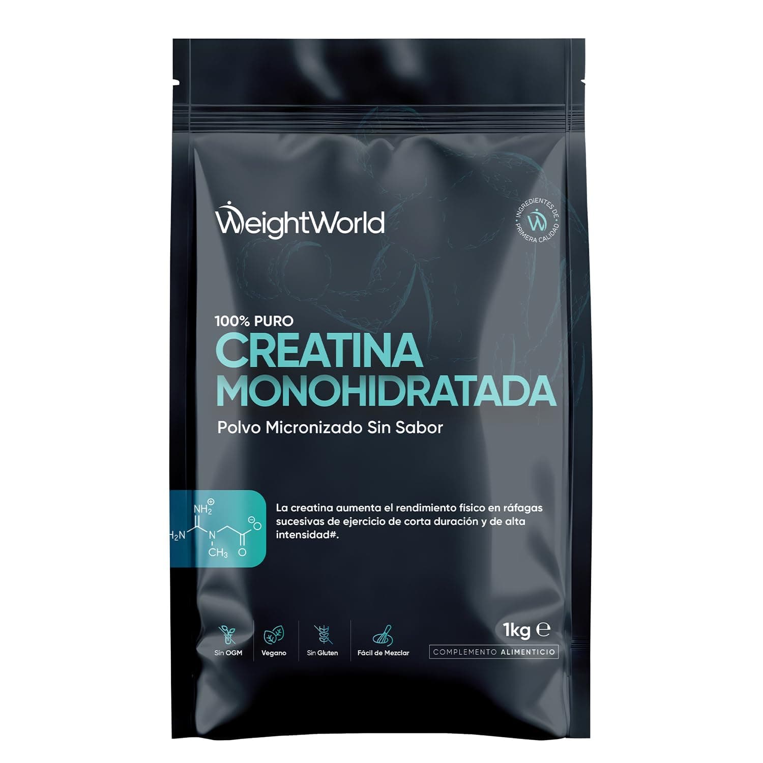 Creatina Monohidratada en Polvo 1kg/1000g para 330 Días - 100% Puro, Factor de Malla 200, 100% Monohidrato de Creatina Micronizada - Sin Sabor, Vegana, Sin Estearato de Magnesio, Cuchara Incluida