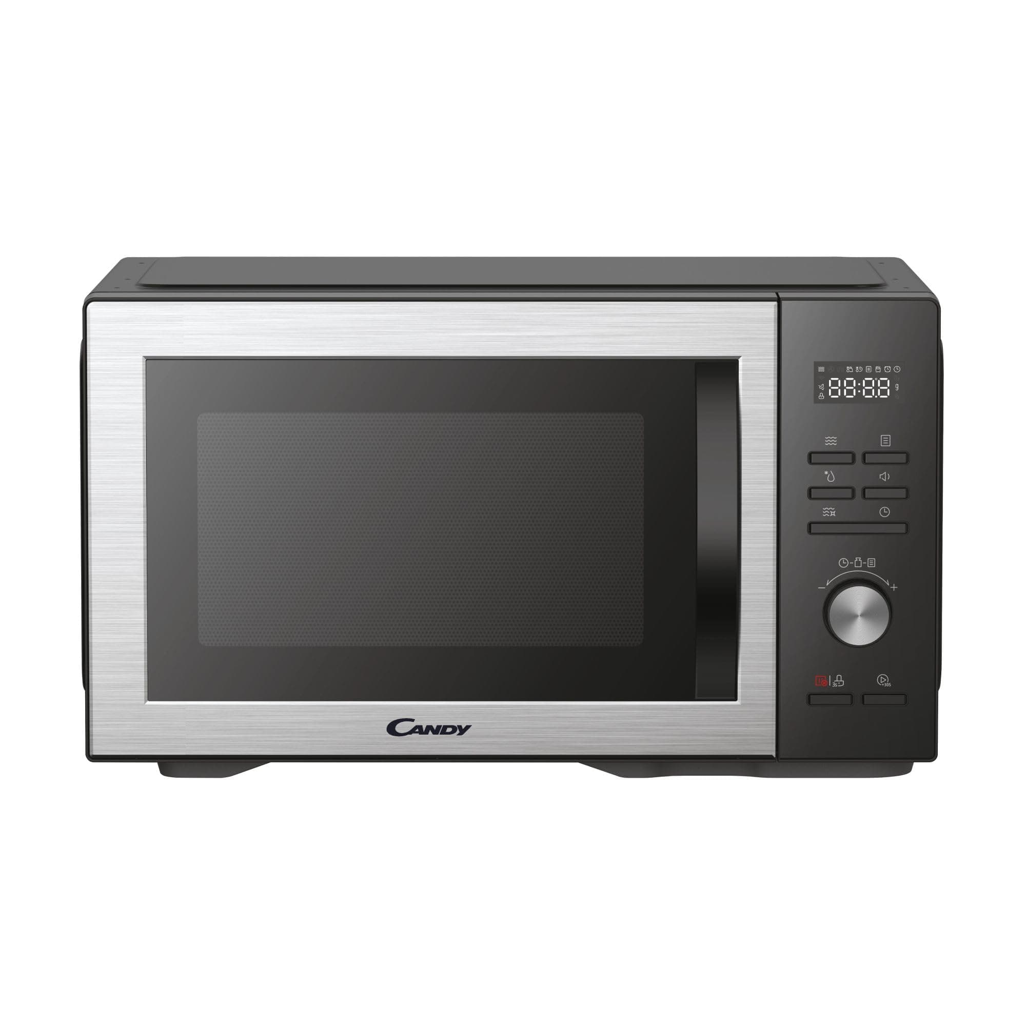 Candy Essenza CMWA32EDLB Four Micro-ondes 1000W 32L Digital, Fonction Décongélation et Nettoyage Auto, Cavité Inox, Plateau Tournant, 5 Niveaux de Puissance, 8 Menus Auto, Cuisson Express, Noir