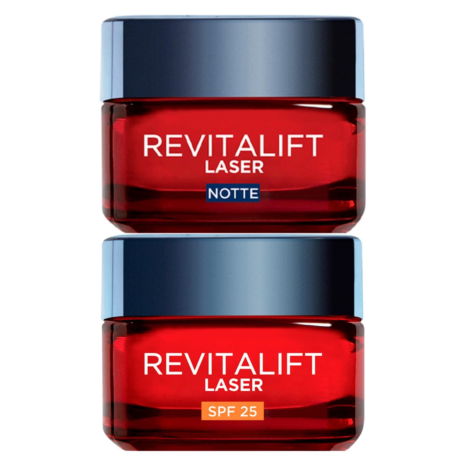 L'Oréal Paris Revitalift Laser Tratamiento Antiedad Profundo SPF 25 Crema de Día y Crema de Noche - 2 Botes de 50ml