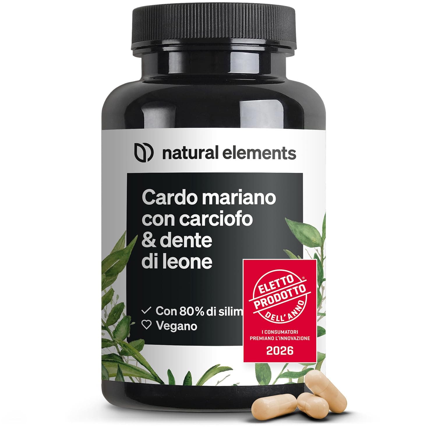 Cardo Mariano, Carciofo e Tarassaco (Dente di Leone), 120 Capsule, Integratore con Silimarina, Disintossicazione del fegato, Depurazione, Digestione, Eletto PRODOTTO DELL'ANNO 2026