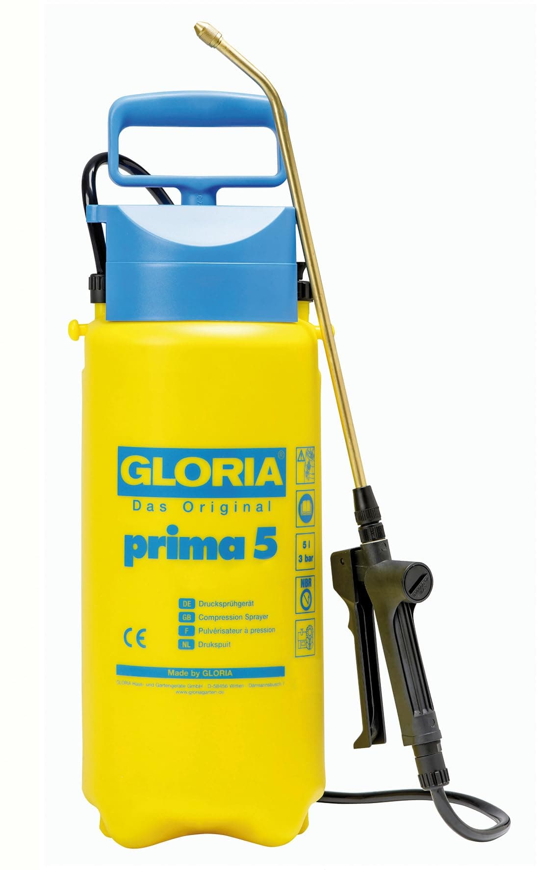 Gloria Pulvérisateur de Jardin Prima 5 | Pulvérisateur à Pression 5L avec Lance & buse réglable en Laiton | Pulvérisateur Manuel pour Plantes, Balcon, terrasse & désherbage