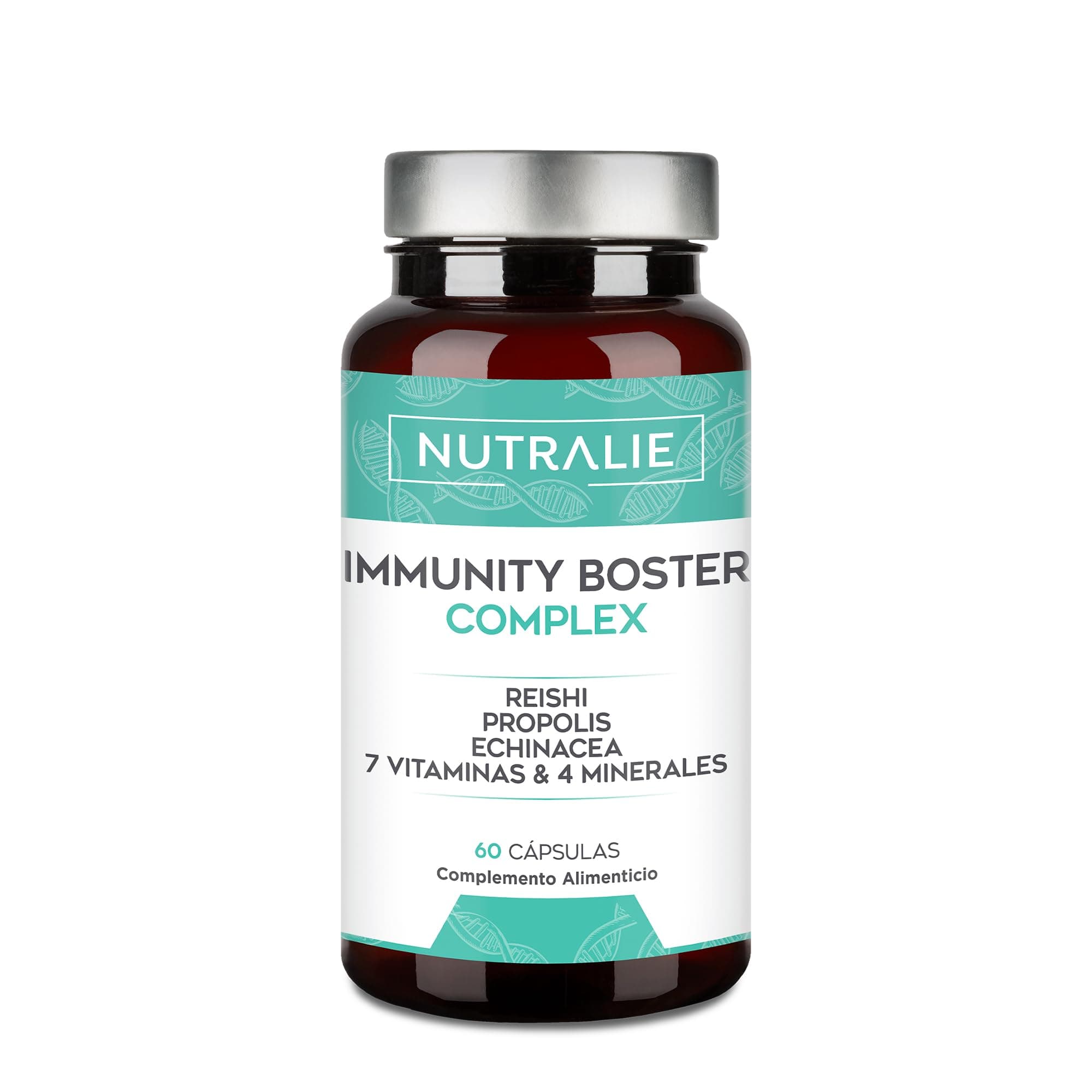 Defensas Inmunitarias Complex - Equinacea + Própolis + Reishi + Vit C + Zinc + Selenio + Hierro + Vitaminas Sistema Inmunológico - 60 Cápsulas Immunity Booster Complex Nutralie