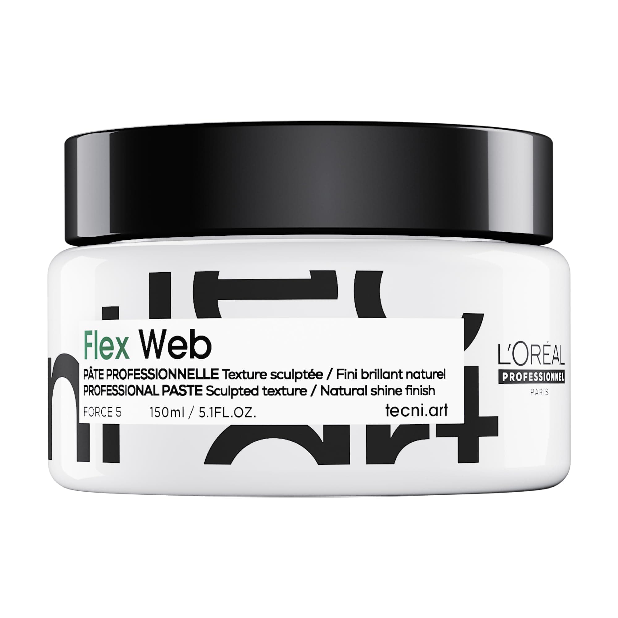 L'Oréal Professionnel, Pâte Sculptante Fibreuse Web, Force 5, Fixation Elastique Longue Durée & Looks Modulables, Cheveux Brillants, Sans Résidus, Non Gras & Non Collant, Tecni Art 150 ml