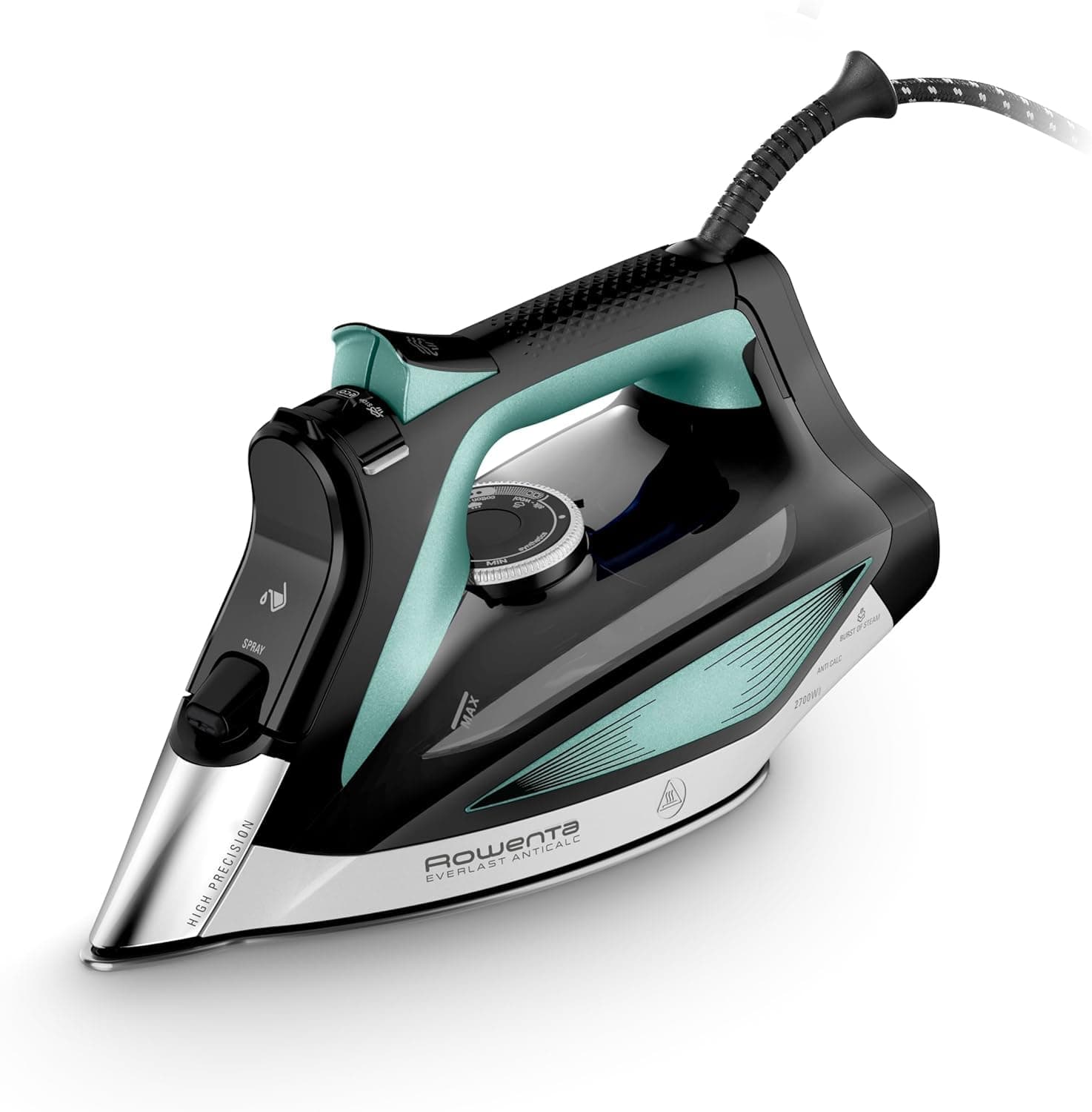 Rowenta Everlast Anticalc, Plancha de vapor, potente distribución de vapor, colector de cal, punta de alta precisión, segura y sencilla, alta potencia, DW7321F0