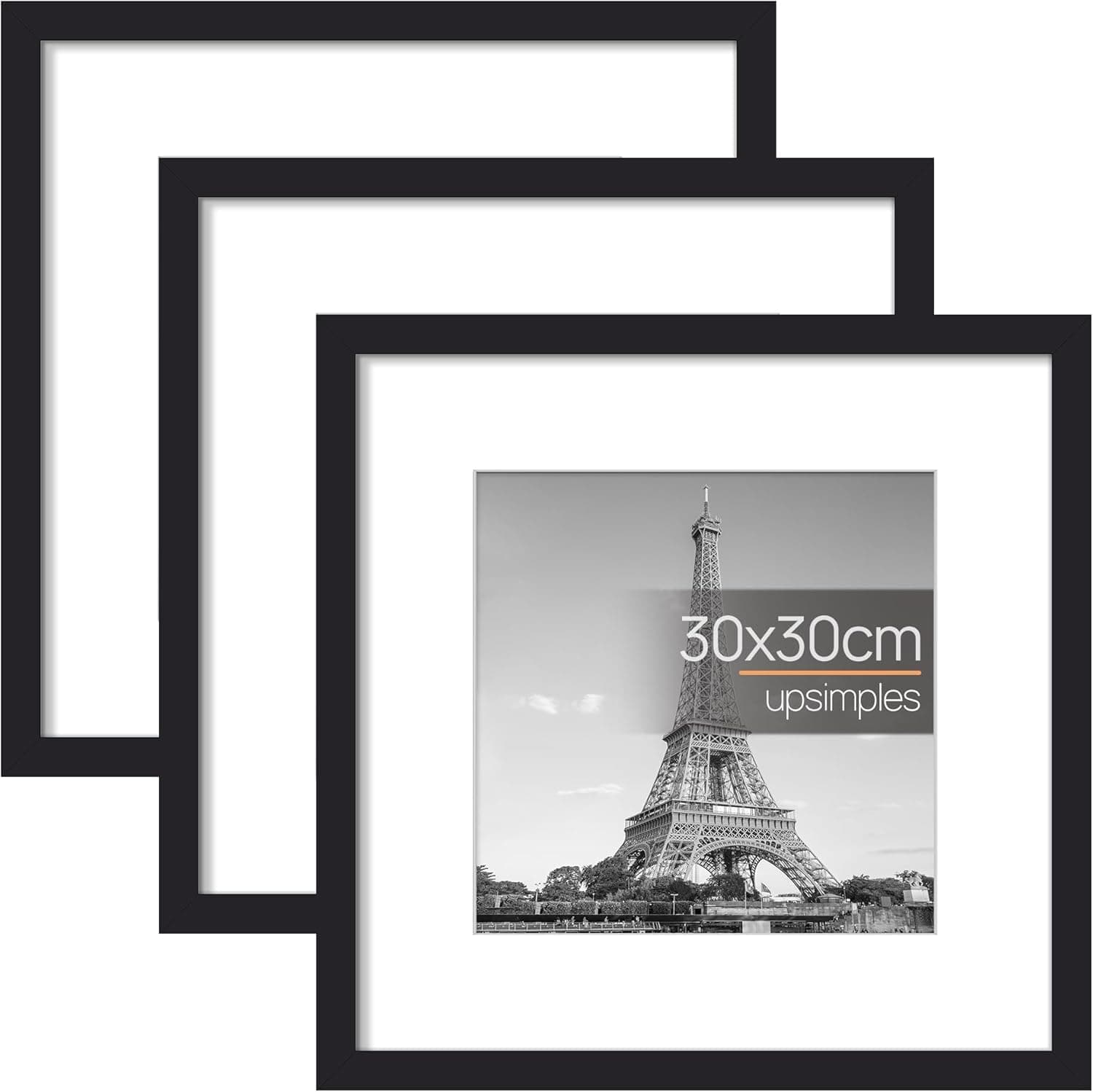 upsimples Marco, Paquete de 3 Marcos de Fotos Para Colgar en la Pared Negro, 30x30 cm, Pack de 3 Unidades