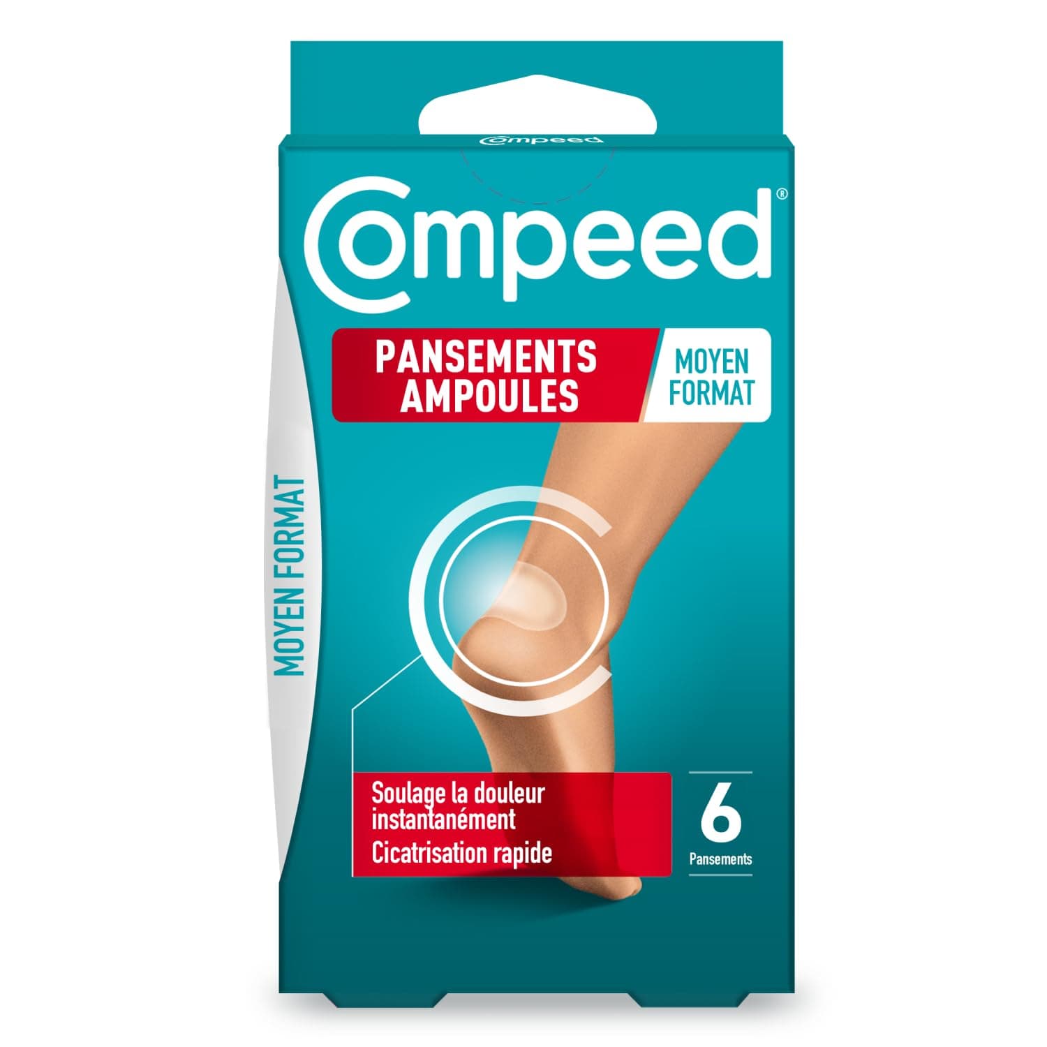 Compeed® - 6 Pansements Ampoules Hydrocolloïde - Effet Seconde Peau - Cicatrisation Rapide - Moyen Format (6,8 x 4,2 cm)