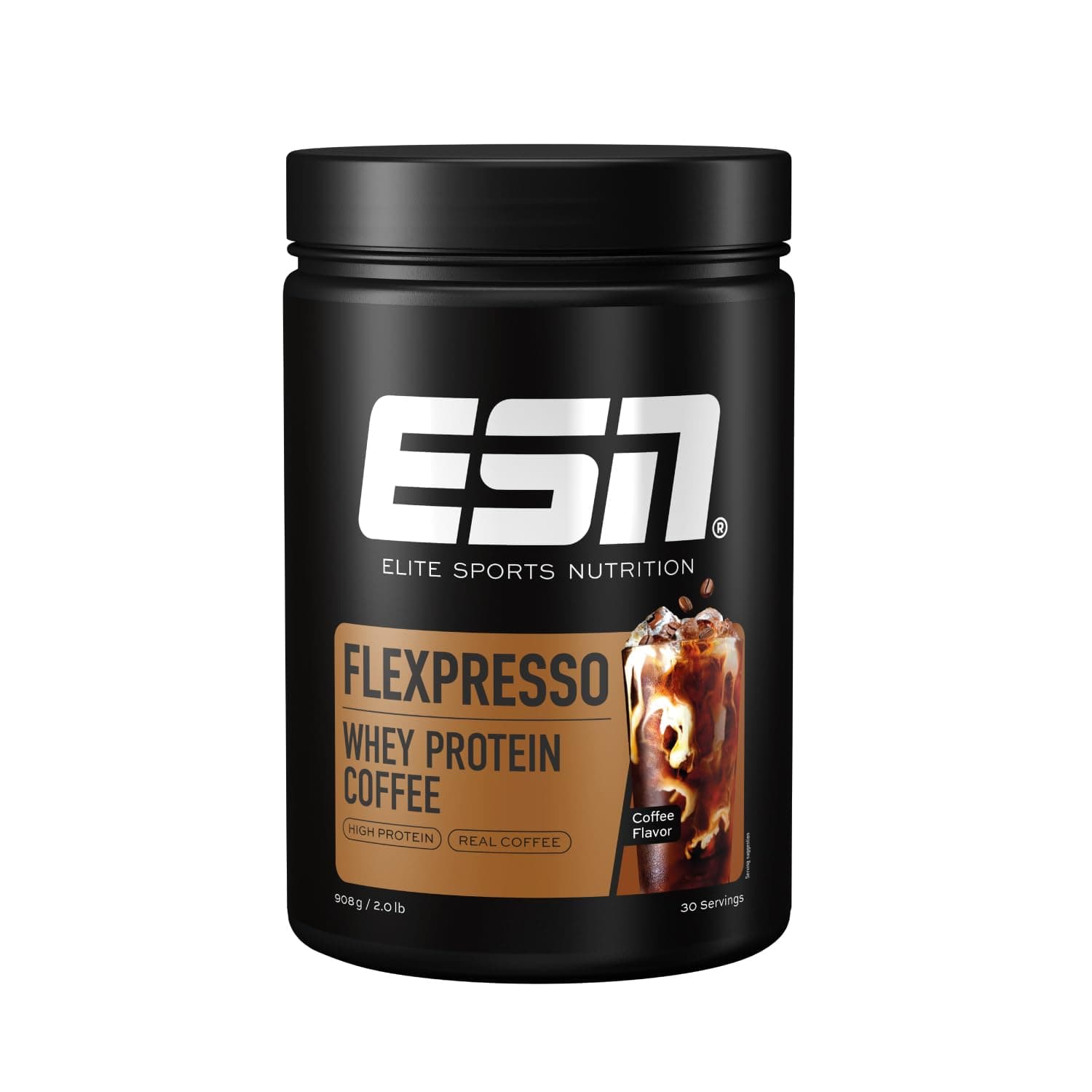 ESN Flexpresso Café Proteico, Café, 908 g, café proteico cremoso con hasta 22 g de proteínas por porción - made in Germany