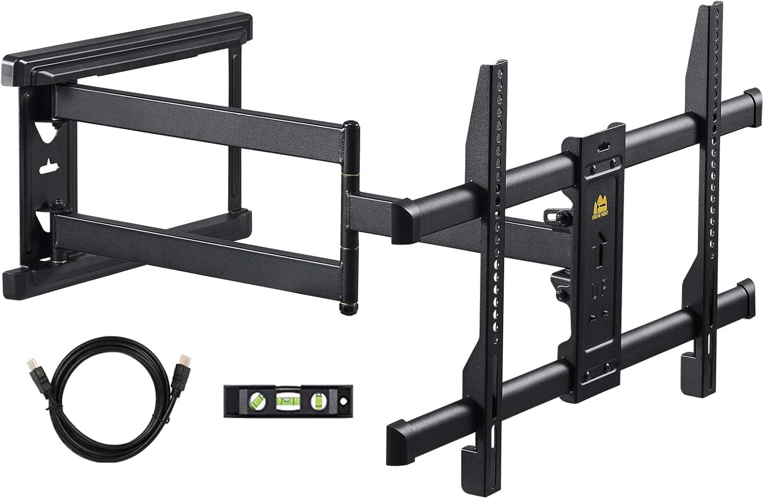 FORGING MOUNT Soporte TV Pared con Brazo Articulado Largo de 765mm para Pantallas de 37-75" de Planos/Curvos LCD/LED/OLED, hasta 45kg, Soporte Pared TV con Giratorio e Inclinable, Máx VESA 600x400mm