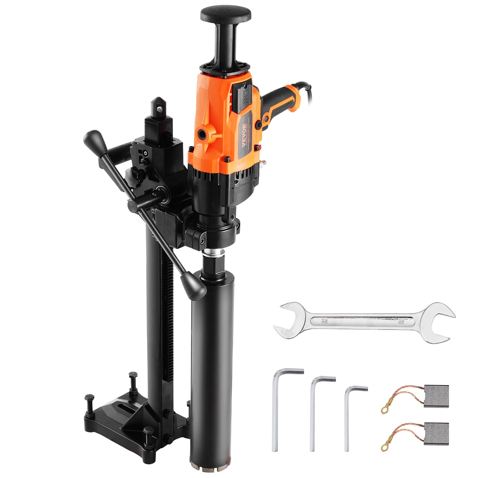 VEVOR Carotteuse à Diamant Diamètre de Perçage 20-180 mm, Perceuse au Diamant Portative 2600 W, Appareil de Forage Diamant Perçage Humide et Sèche, avec Support et Foret, pour Béton, Brique, Marbre
