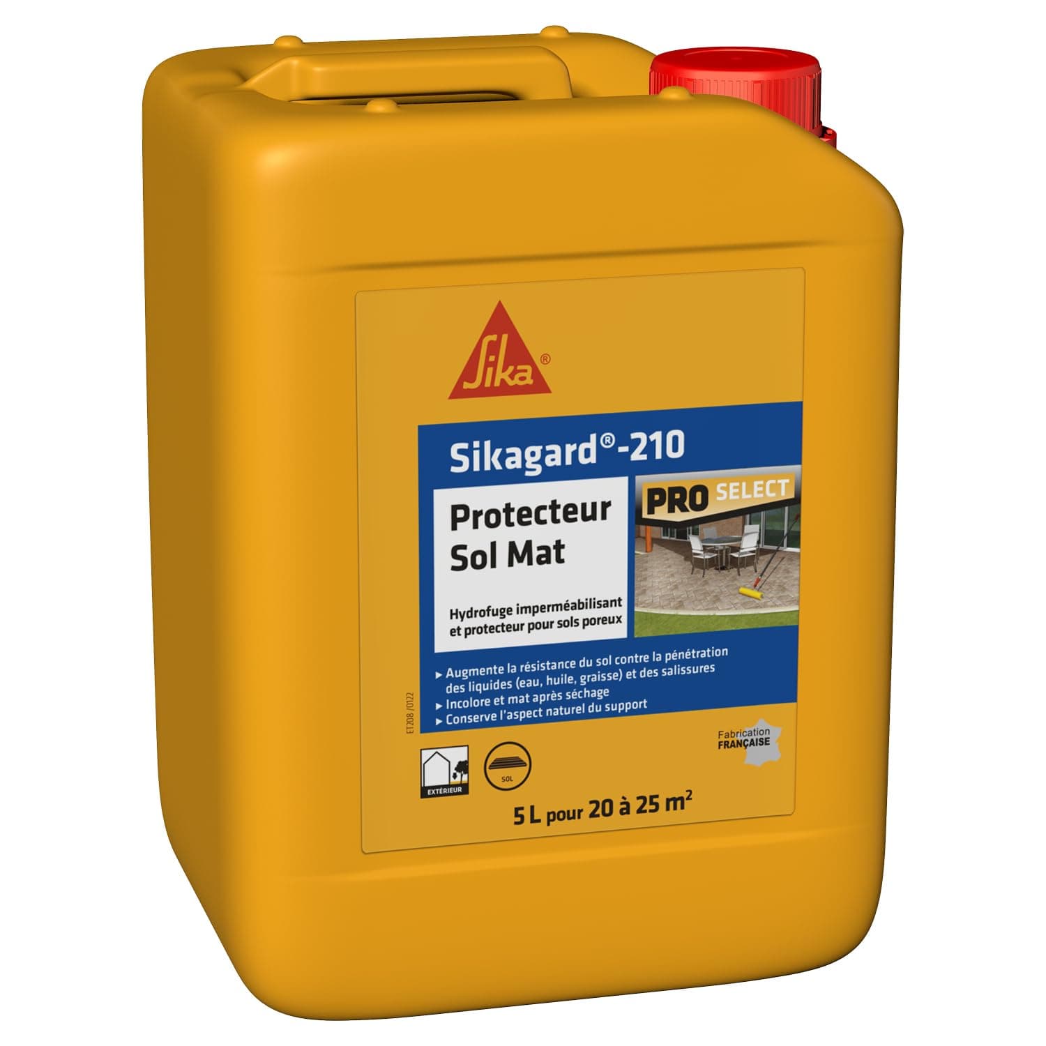 SIKA - Hydrofuge Imperméabilisant pour sols - Sikagard 210 Protecteur Sol Mat Incolore - Pavés/dalles/pierres - Augmente la résistance au sol contre la pénétration des liquides et salissures - 5L