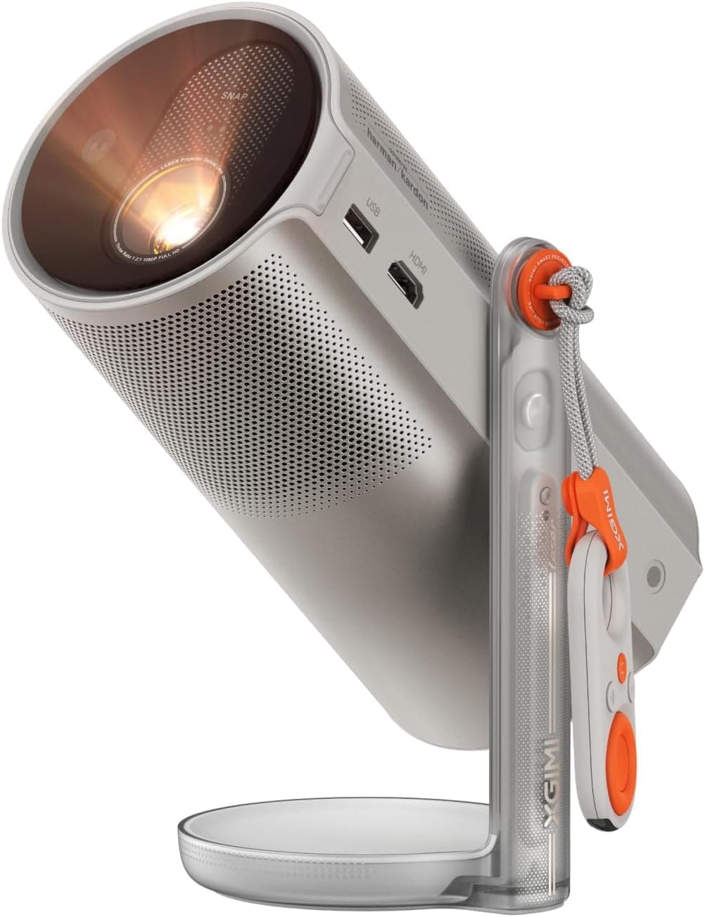 XGIMI MoGo 4 Laser Proyector Portátil, 550 Lúmenes ISO, Batería Integrada 2,5 h, Soporte 360°, 4 Filtros, Google TV con Netflix, 2 Altavoces Harman Kardon 6W