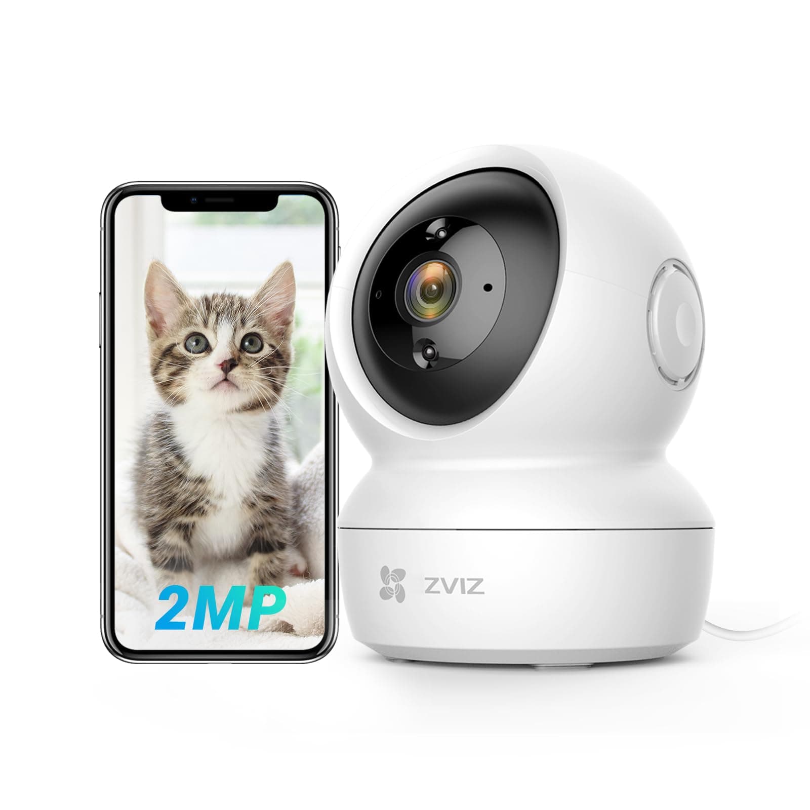 EZVIZ C6N Caméra Surveillance WiFi Intérieure 1080p, Caméra Bébé Pan/Tilt à 360°, WiFi 2.4Ghz, Vision Nocturne Intelligente avec Smart IR, Détection de Movement et Suivi Auto, Audio Bidirectionnel