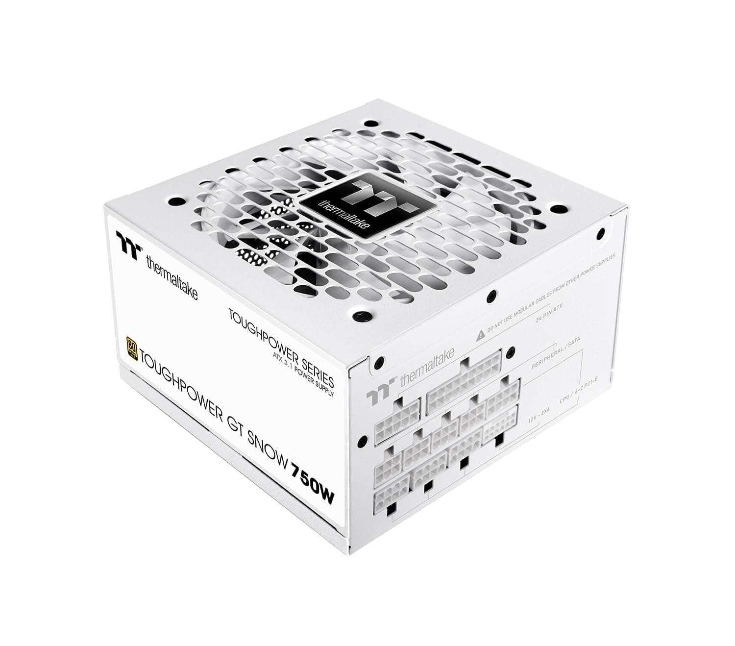 Thermaltake Toughpower GT 750W | Fuente de Alimentación Totalmente Modular ATX 3.1 | PCIe 5.1 12V-2x6 Nativo | 80 Plus Gold | Ventilador 120mm Silencioso | Smart Zero Fan | 5 Años Garantía | Blanco